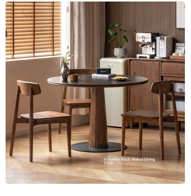 Premium Black Walnut Solid Wood Round Dining Table - 42 Inch Natural Wood Kitchen Table for 4-6 People - Perfect for Dining Rooms, Kitchens, and Open Concept Living Spaces