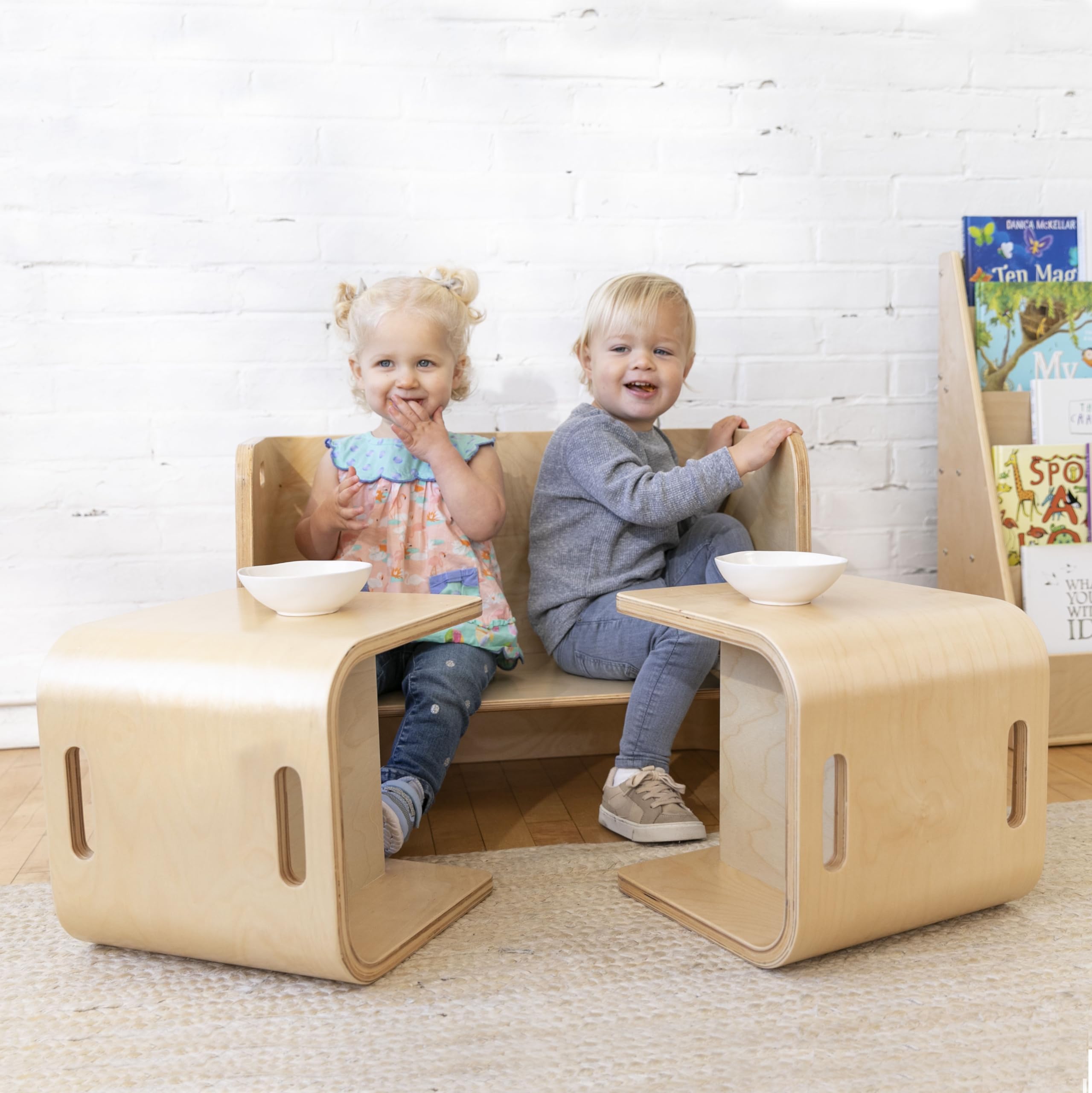 ECR4Kids Premium Bentwood Multipurpose Table and Chair Set for Kids - Natural Wood 3-Piece Children's Furniture - Perfect for Classroom, Playroom & Homeschool Learning Activities