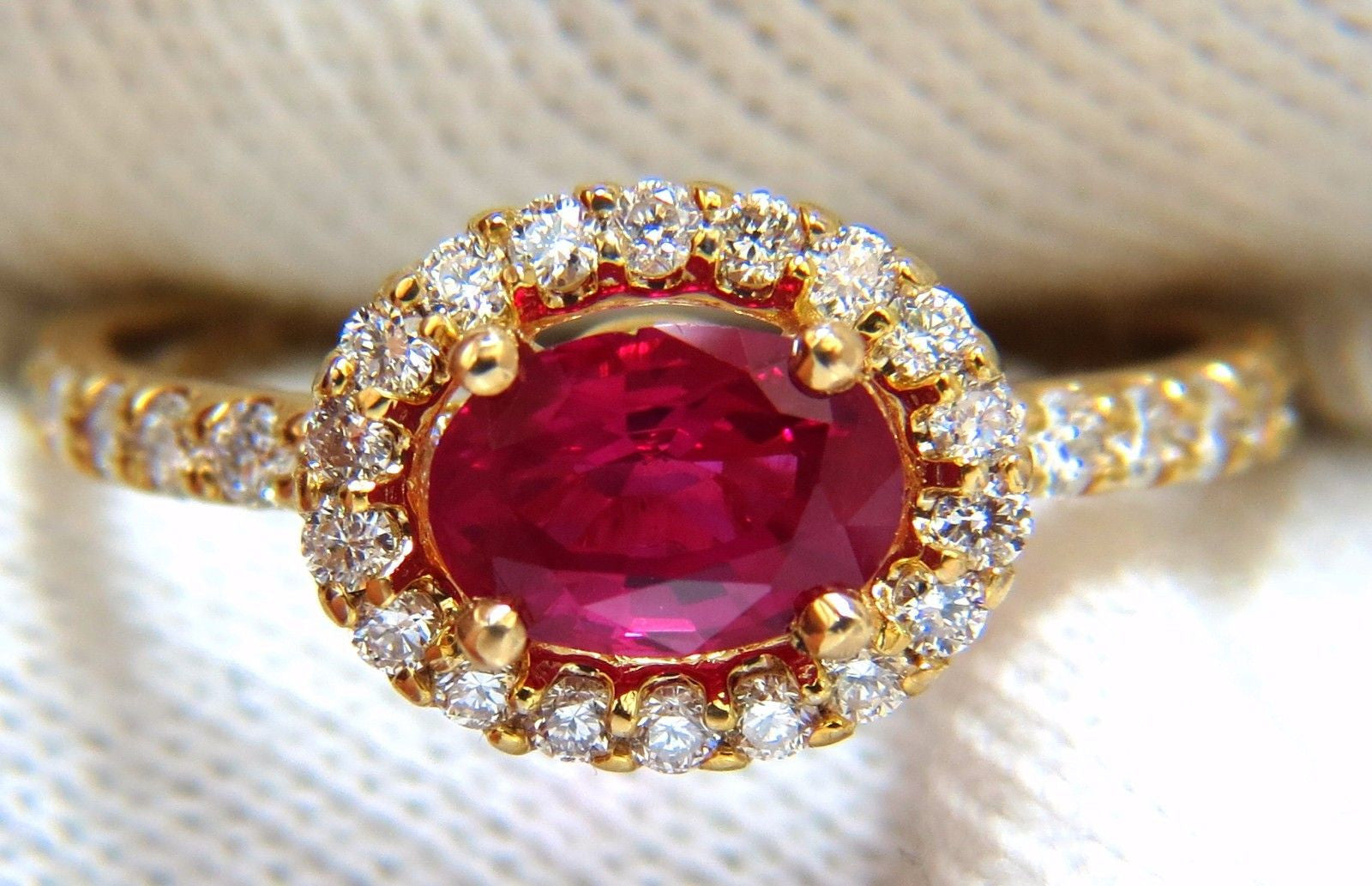 GIA Certified 1.01ct Oval Cut Red Ruby & 0.50ct Diamond Ring in 14K Gold - Elegant Engagement, Wedding, or Anniversary Jewelry Gift