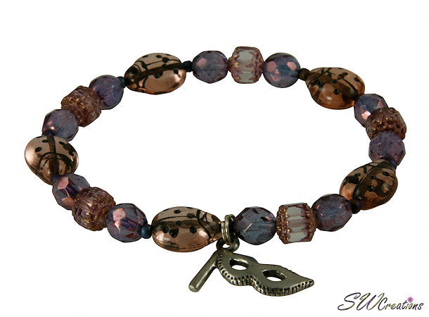 Multiple Sclerosis Awareness Purple Ladybug Beaded Bracelet - Adjustable Handmade Beaded Jewelry for Women, Support MS Awareness & Fundraising - Perfect for Daily Wear, Gifts & Charity Events