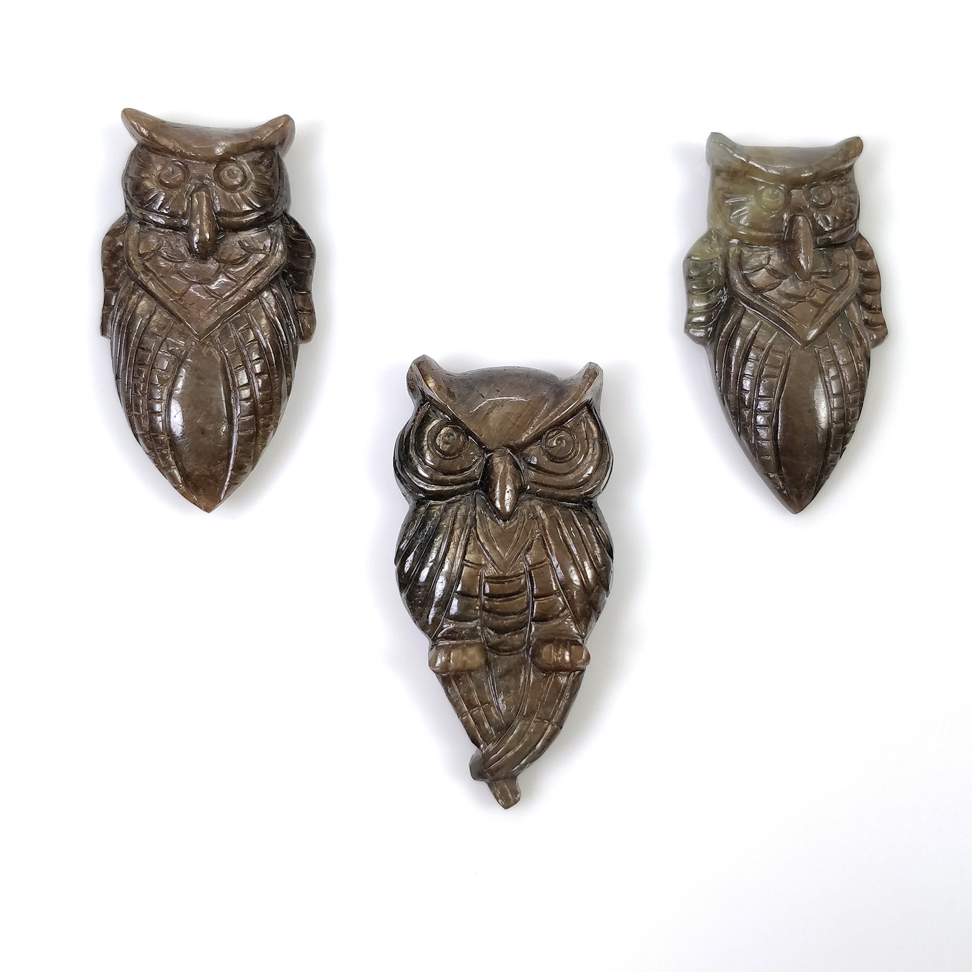Natural Untreated Golden Brown Chocolate Sapphire Gemstone Carving - Hand Carved Owl Pendant for Jewelry Making & Collectors | Unique Gift for Birthdays, Anniversaries & Spiritual Healing