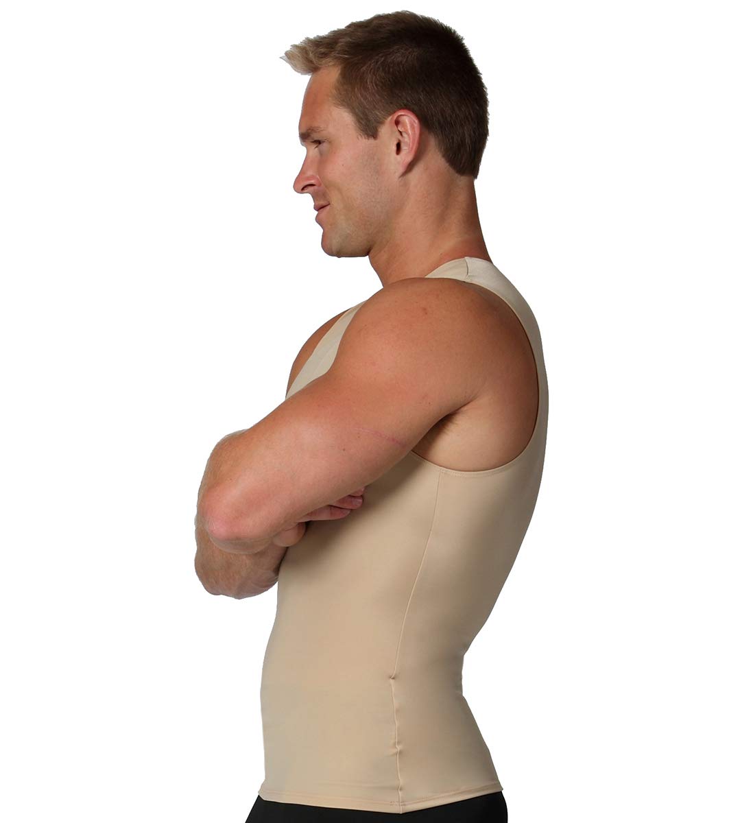 Insta Slim Men's Compression Shapewear - USA Made Sleeveless Crew-Neck Slimming Shirt with Tummy Control for Workout, Gym & Everyday Wear
