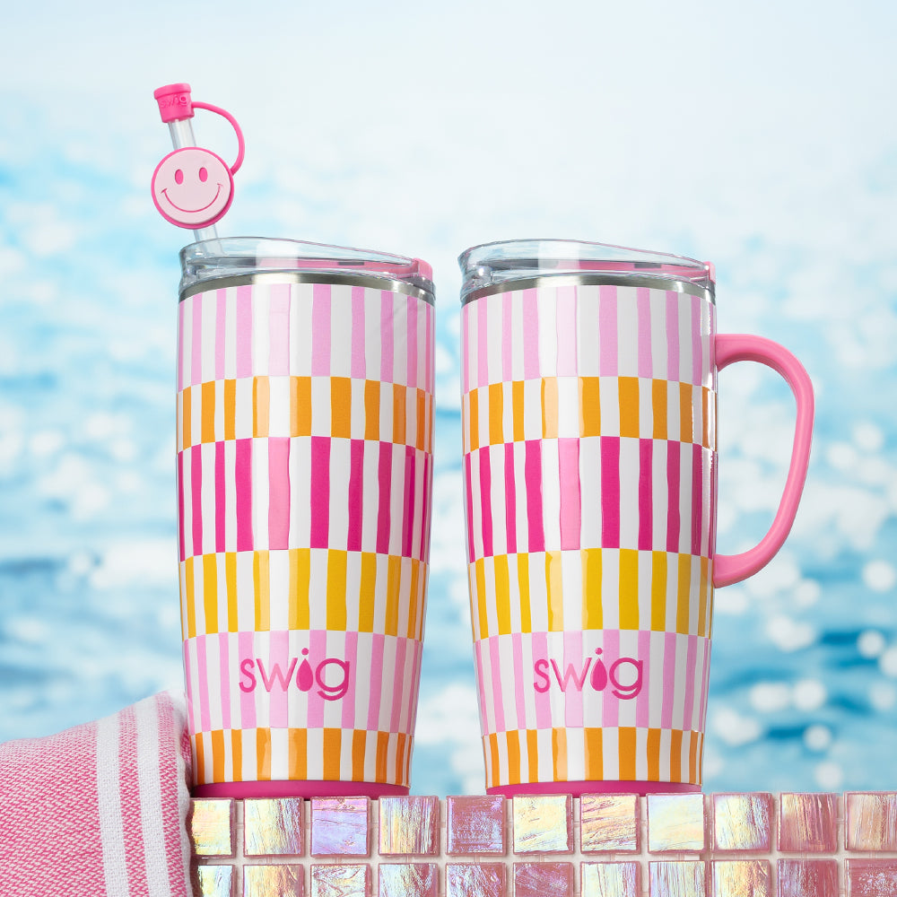 22oz Sherbet Stripe Insulated Tumbler - Double Wall Vacuum Stainless Steel Cup with Lid & Straw - Perfect for Iced Coffee, Smoothies & Cold Drinks at Home, Office or Travel