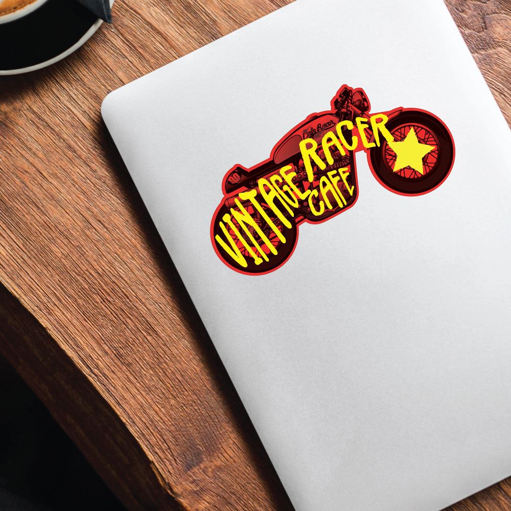 Vintage Racer Motorbike Sticker Decal - Waterproof Vinyl Motorcycle Decals for Helmets, Laptops, Cars - Perfect for Bikers, Racing Enthusiasts & Customization