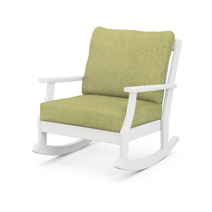 POLYWOOD Braxton Deep Seating Rocking Chair - All-Weather Wicker Outdoor Rocker with Cushions | Perfect for Patio, Deck, Poolside & Garden Relaxation
