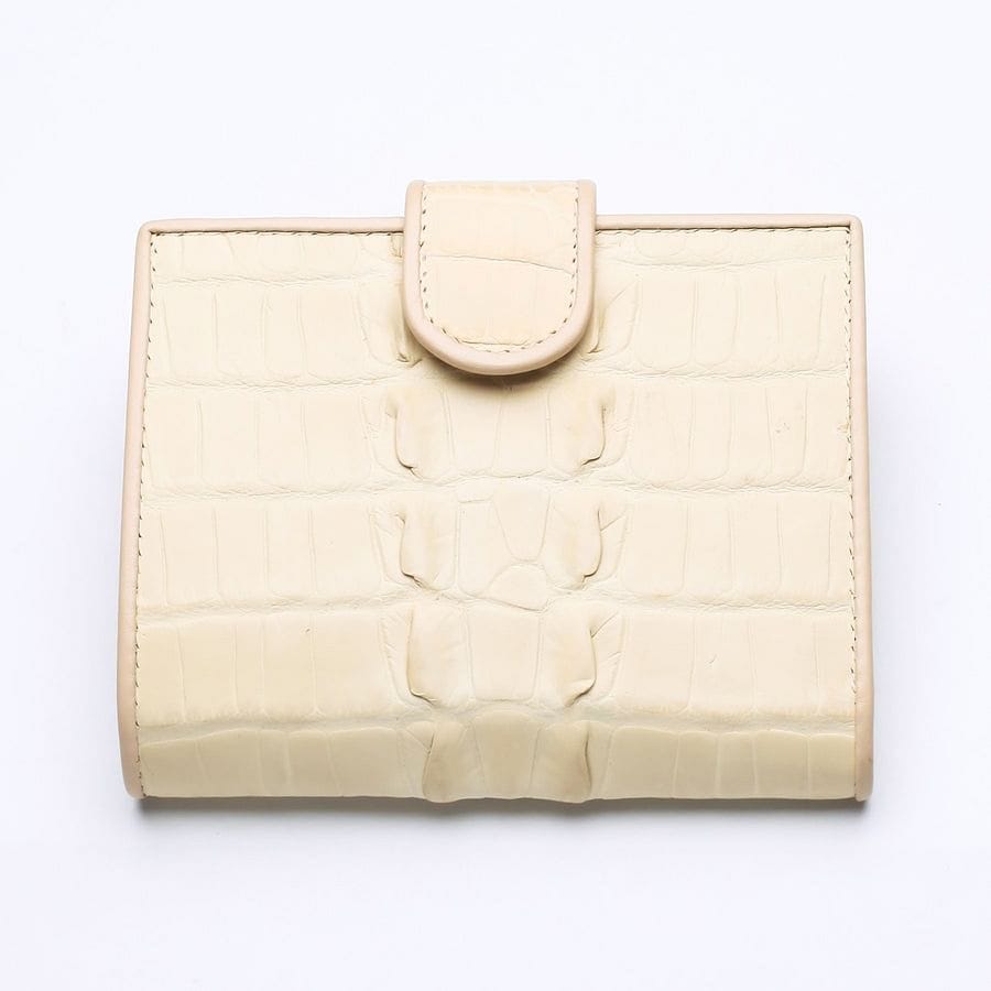Luxury White Pearl Crocodile Leather Women's Wallet - Elegant Designer Clutch Purse for Everyday Use & Special Occasions
