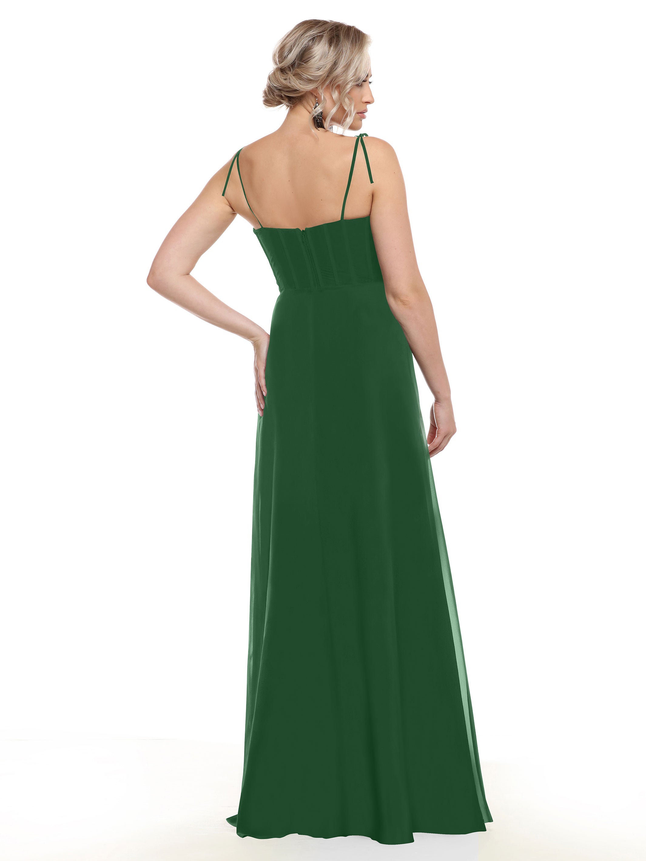 Elegant 80144 Chiffon A-Line Bridesmaid Dress with V-Neck & Spaghetti Straps - Perfect for Weddings, Formal Events & Special Occasions