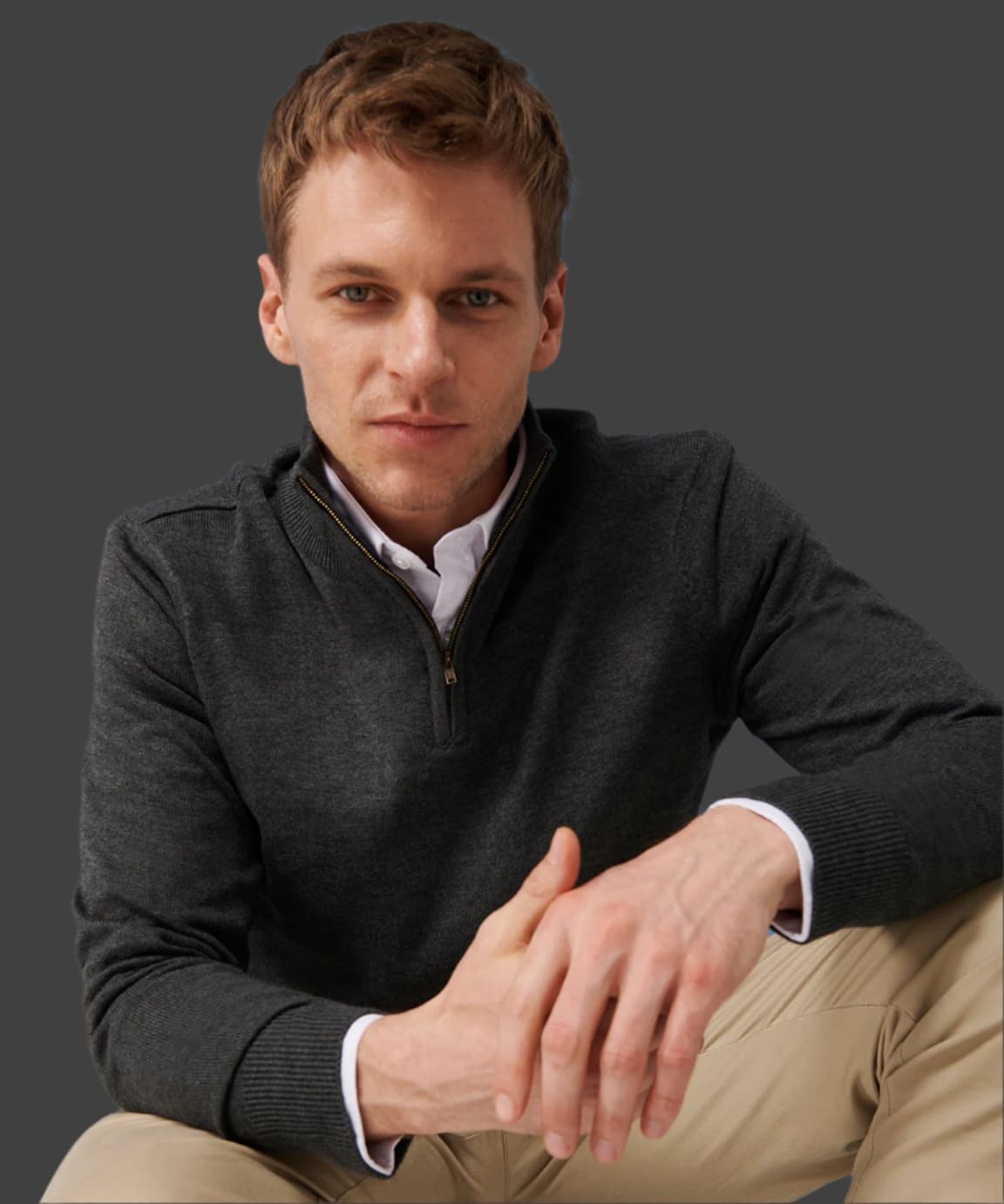 Henbury 1/4 Zip Knitted Jumper for Men - Soft Winter Pullover Sweater for Casual Wear & Outdoor Activities