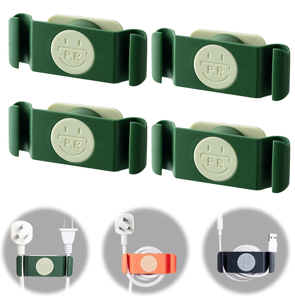 Rotatable Cord Organizer for Kitchen Appliances - 4 Pack Green Cable Wrapper & Holder - Perfect for Blenders, Mixers, Coffee Makers & Small Electronics Storage