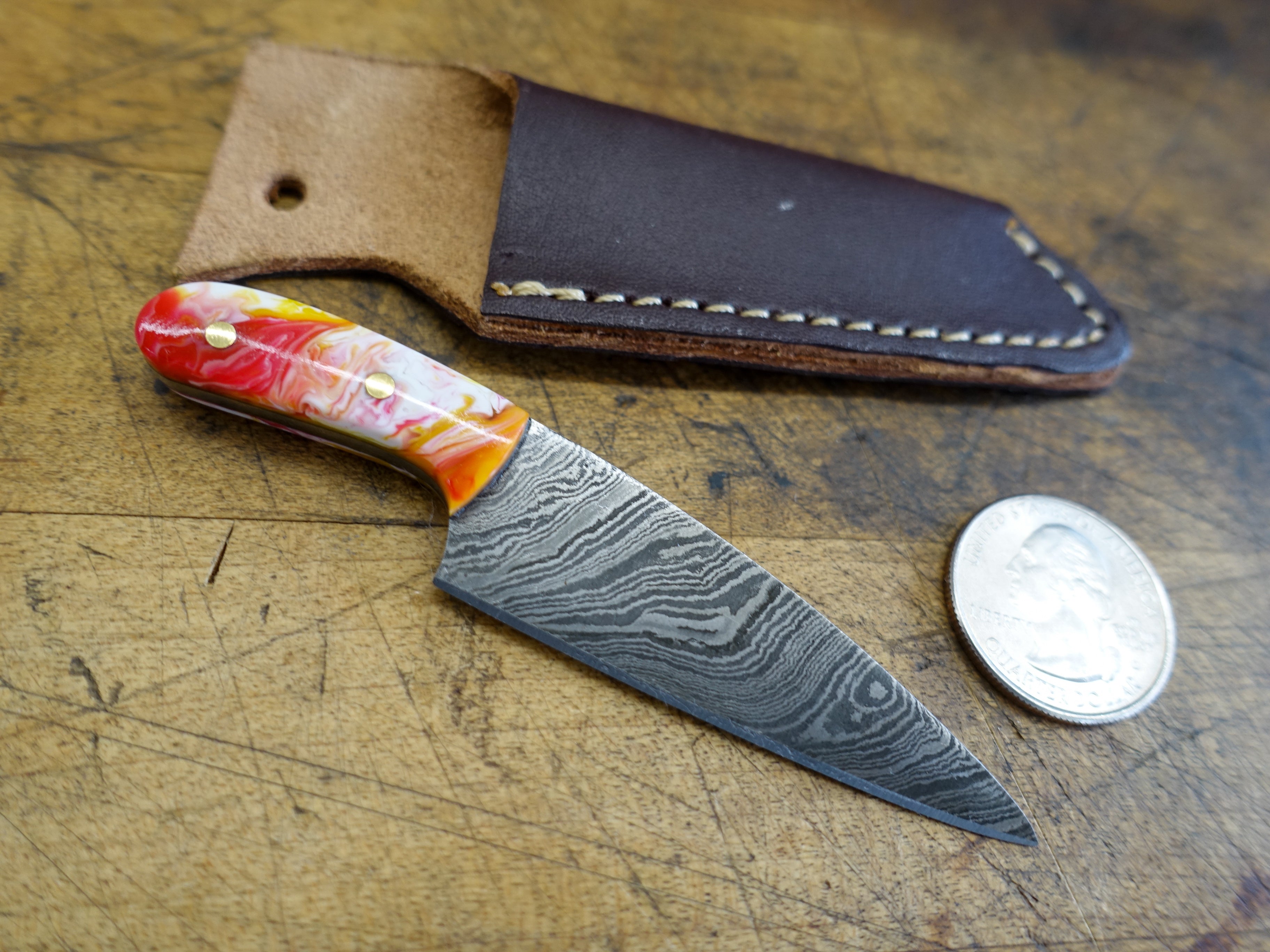HK Knives Mini Chef Knife with Sheath - Premium Compact Kitchen Knife for Precise Cutting - Perfect for Camping, Travel & Small Kitchen Tasks