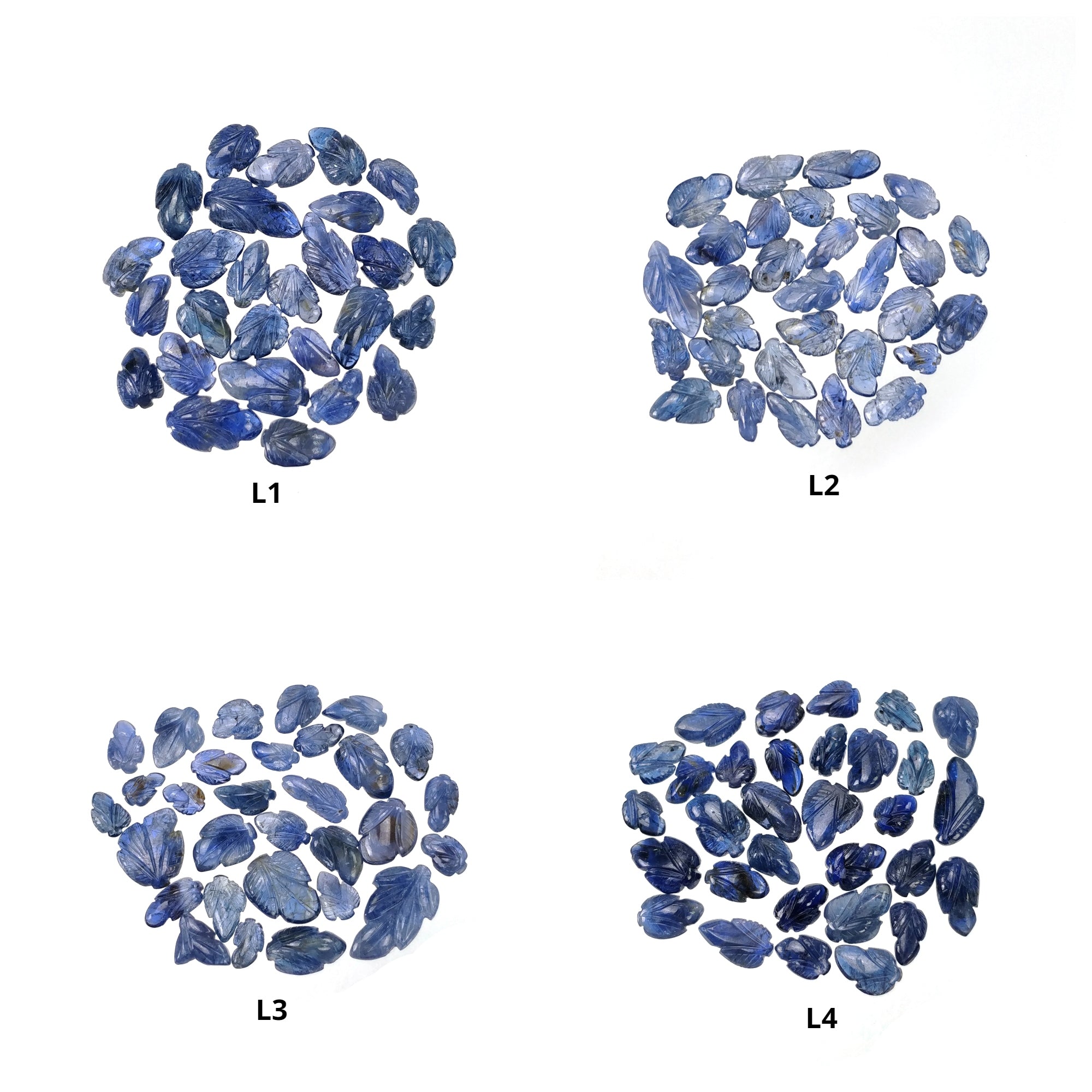 Natural Untreated Burmese Blue Sapphire Gemstone Carving - Hand Carved Leaves (27pcs/30pcs/31pcs) | Authentic Unheated Sapphire Jewelry for Necklace, Bracelet & DIY Crafts | Perfect for Gift Giving, Meditation & Spiritual Healing