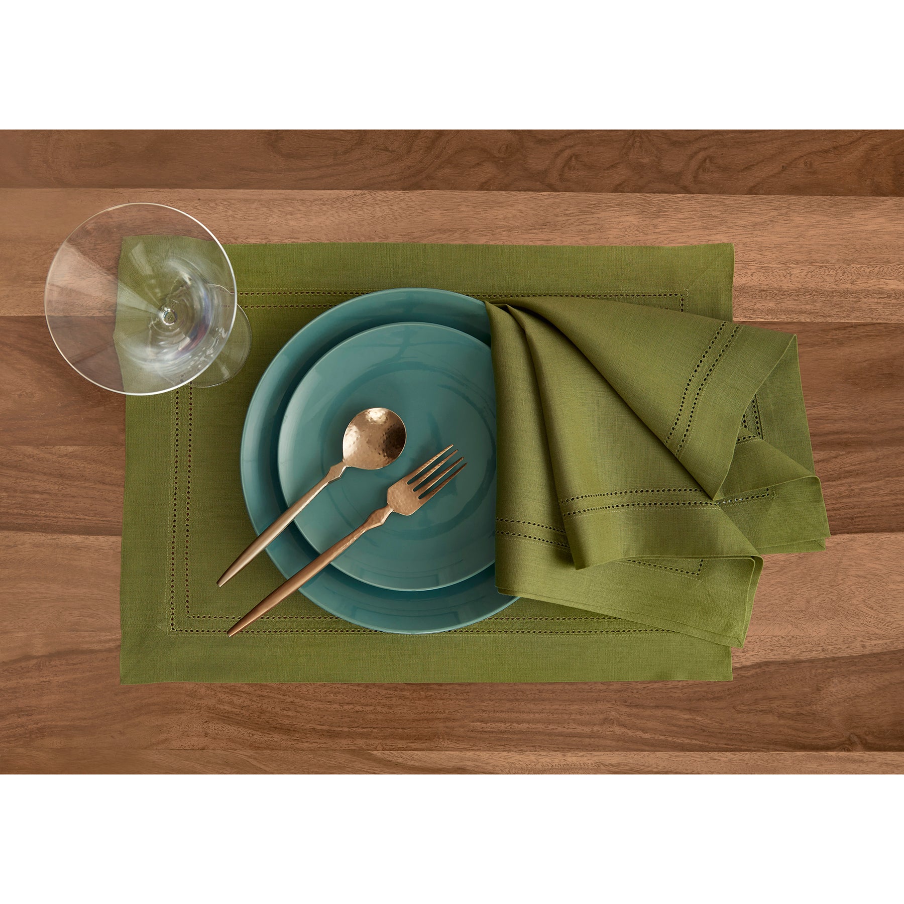 Premium Linen Double Hemstitch Placemats Set of 4 - Elegant Table Decor for Dining Room, Kitchen, and Special Occasions
