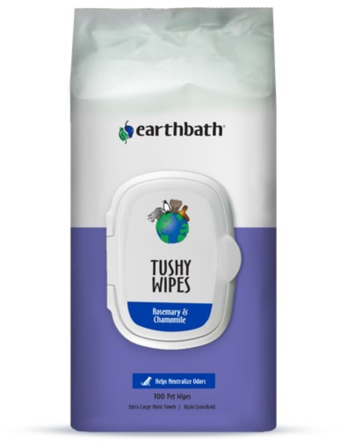 Earthbath Tushy Pet Wipes for Dogs & Cats - 72 Count, Hypoallergenic & Fragrance-Free - Perfect for Paws, Bums & Post-Adventure Cleanup