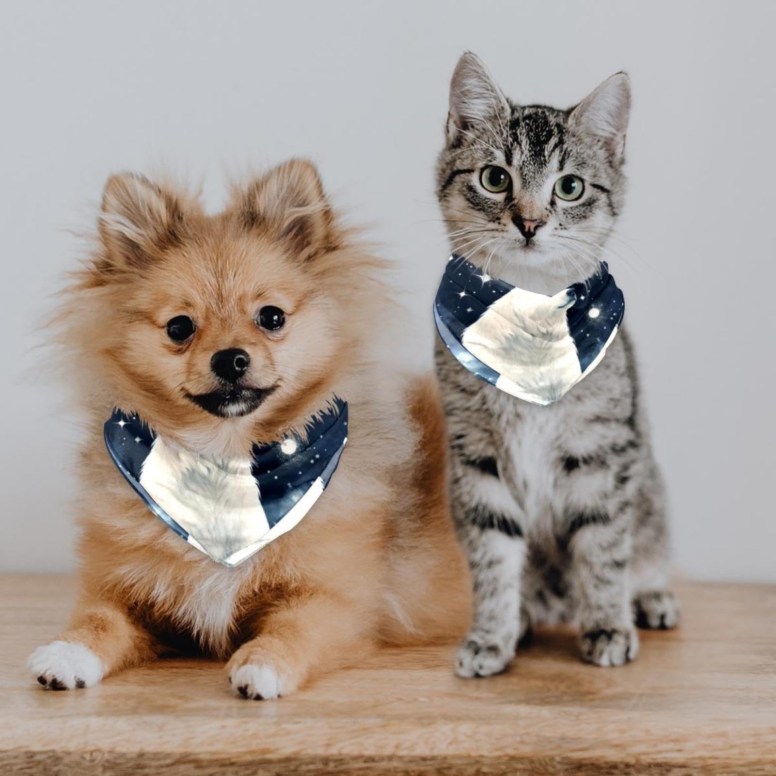 Dog Bandanas for Small Medium Large Pets - 2-Piece Polar Bear & Starry Sky Design Pet Scarves | Soft Fabric Dog & Cat Accessories for Daily Walks, Pet Parties & Photo Shoots