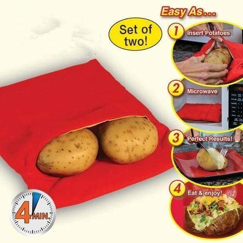 Multifunctional Microwave Cooking Bag – Fast 4-Minute Potato & Tortilla Press Tool – Reusable & Washable for Easy Baking – Perfect for Quick Meals, Snacks & Party Food Prep (Pack of 1)