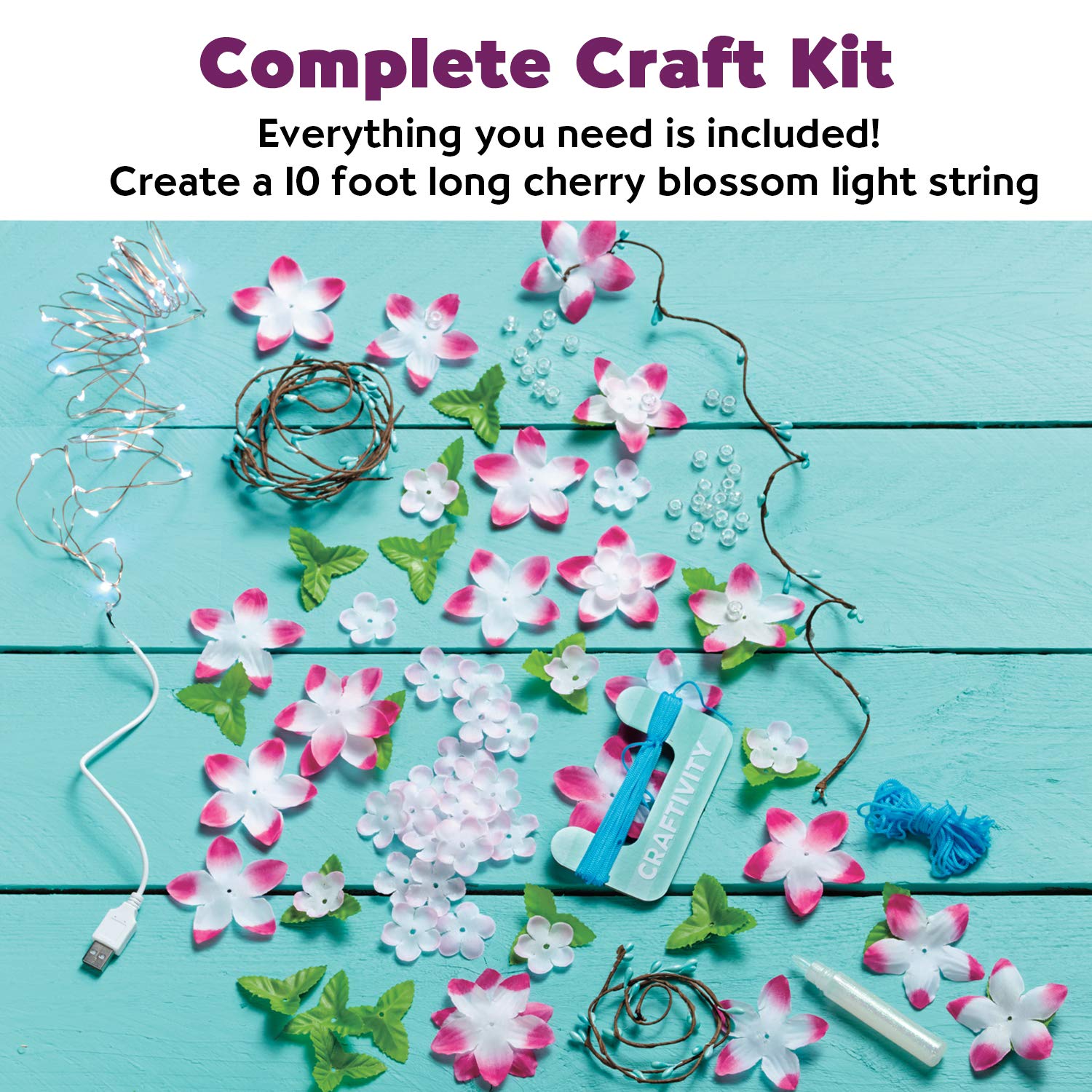 DIY Cherry Blossom LED String Light Kit - Create Beautiful Floral Fairy Lights for Bedroom, Wedding & Party Decor