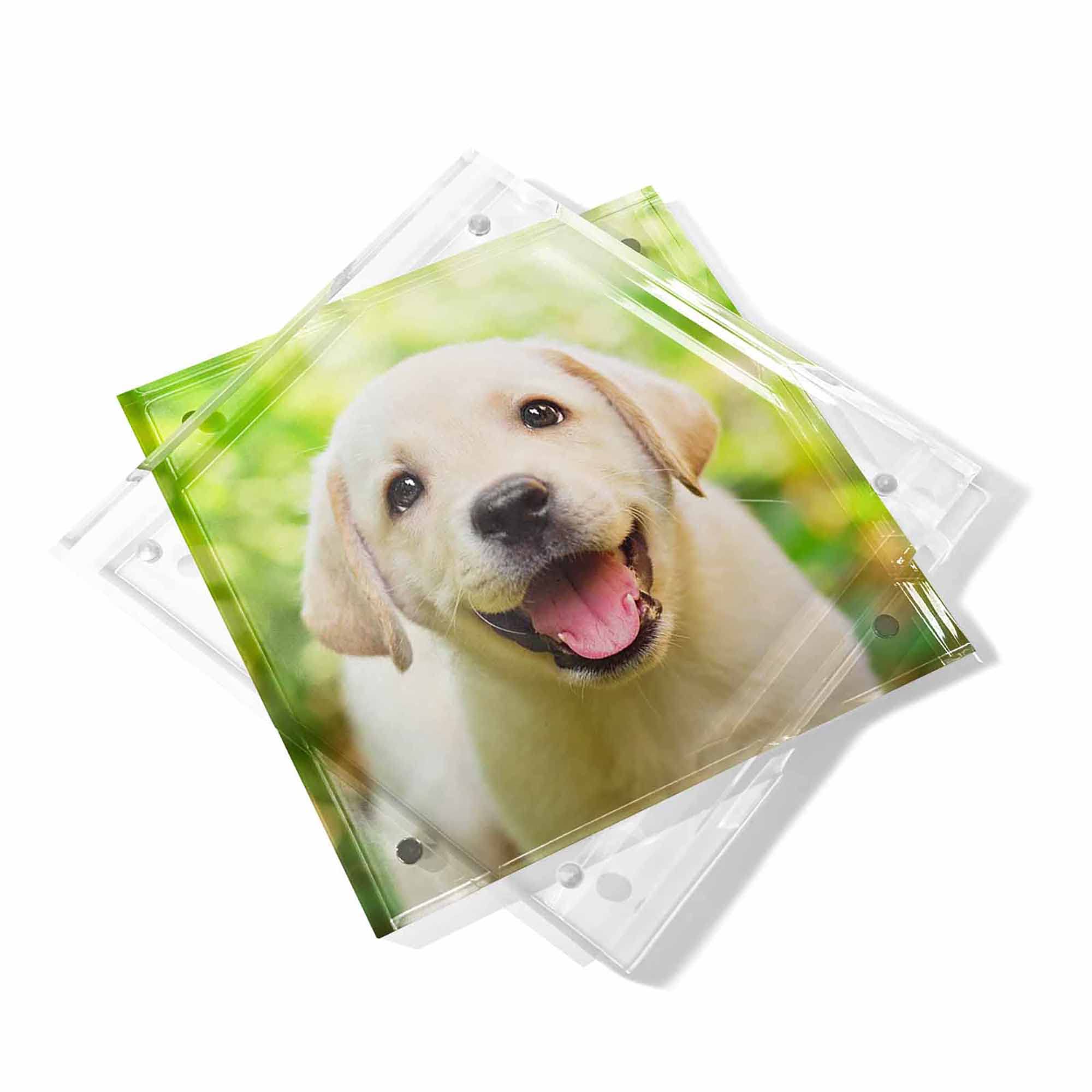 Custom 5x5 Acrylic Photo Frame - Double Sided Magnetic Display for Pets, Gifts