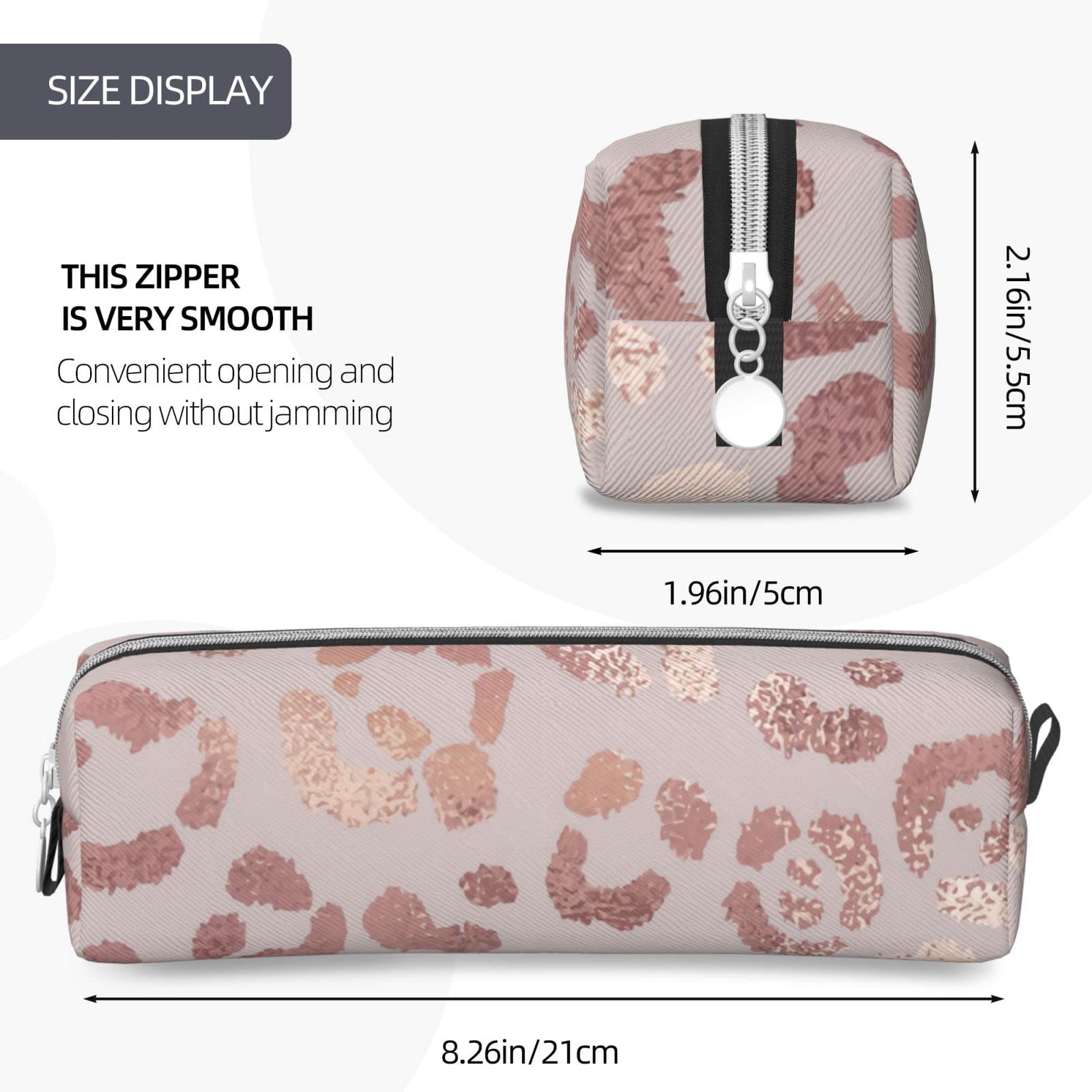 Premium Leather Pencil Case with Golden Leopard Print - Stylish Stationery Organizer for Pens, Makeup & Cosmetics | Perfect for School, Office, College & Travel Accessories