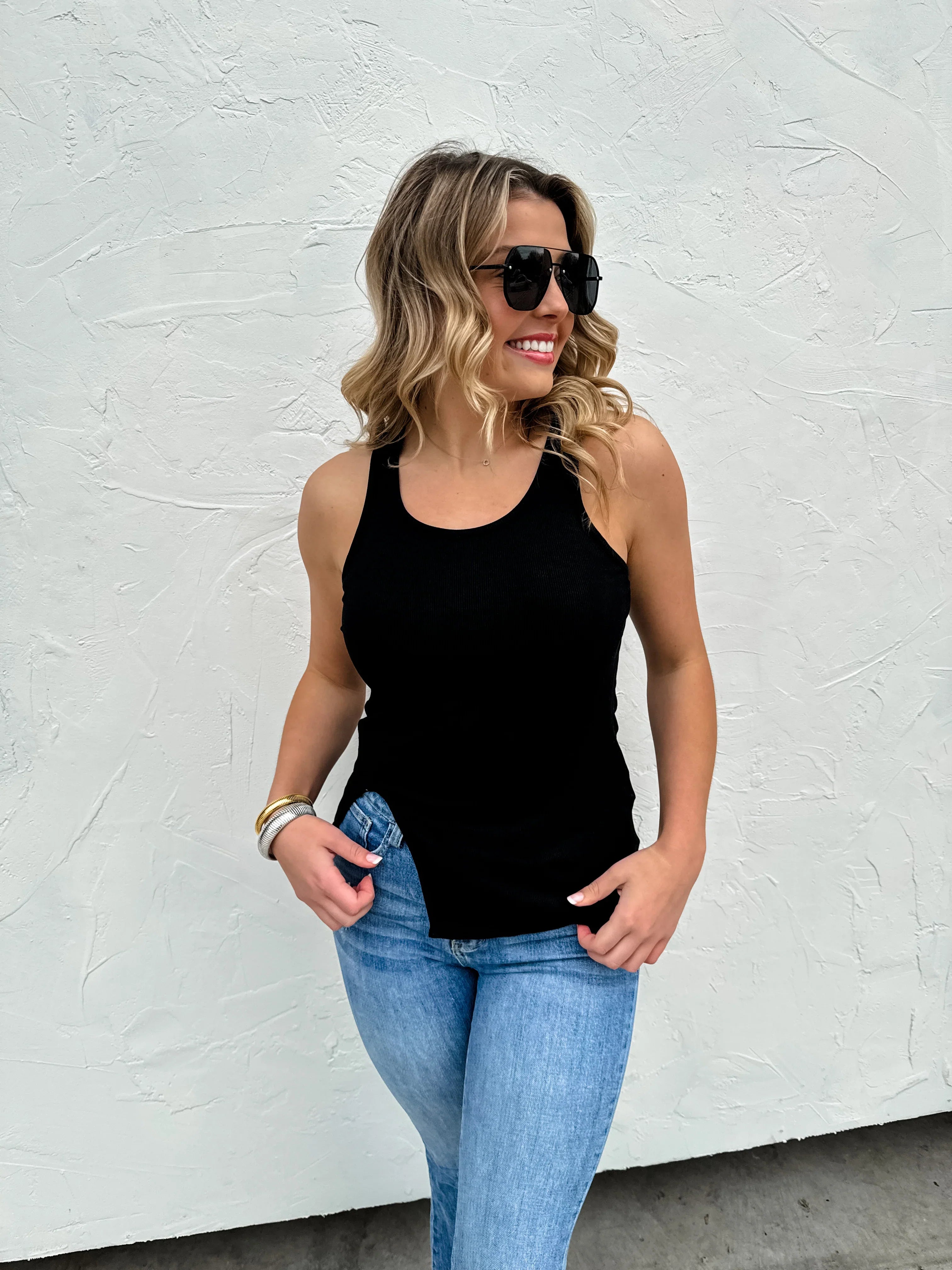 Gabby Side Slit Tank Top - 4 Color Options | Preorder Now | Perfect for Yoga, Gym & Summer Outfits