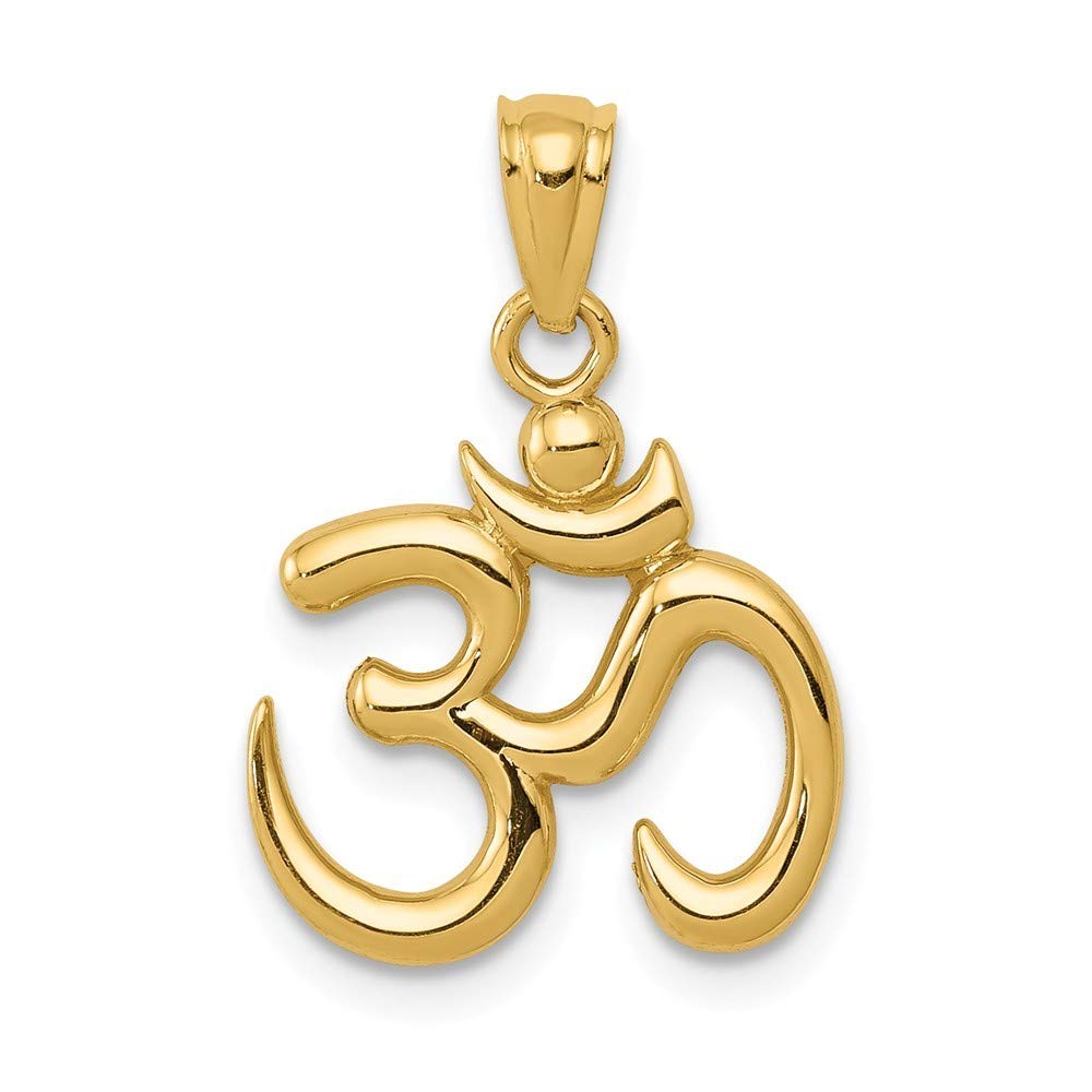 14K Yellow Gold Ohm Symbol Pendant Necklace - Polished Open Back Design, Spiritual Jewelry Gift for Women - Perfect for Yoga, Meditation & Mindful Living