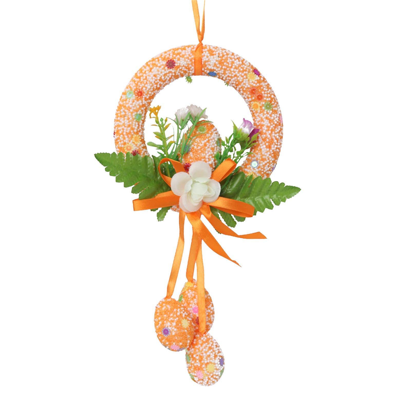 Easter Egg Wreath - Classic Pastel Multicolor Egg Wreath with Burlap Bow & Floral Decor for Door, Wall, Bedroom - Perfect Easter Decoration & Kids Gift for Spring Celebrations