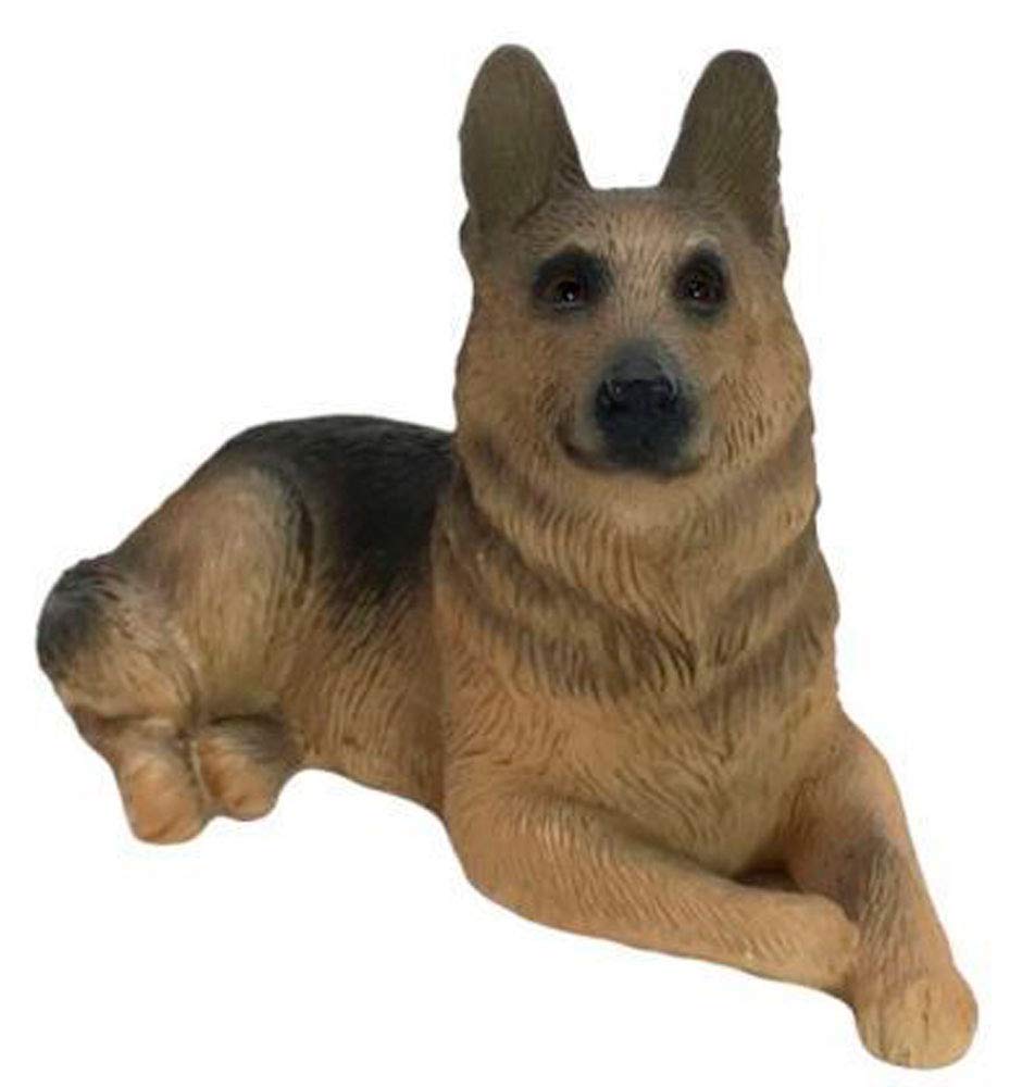 Hand-Painted Sandicast German Shepherd Dog Figurine - Realistic Laying Down Statue for Home Decor, Collectibles & Gift Ideas | Perfect for Pet Lovers, Animal Enthusiasts & Interior Design