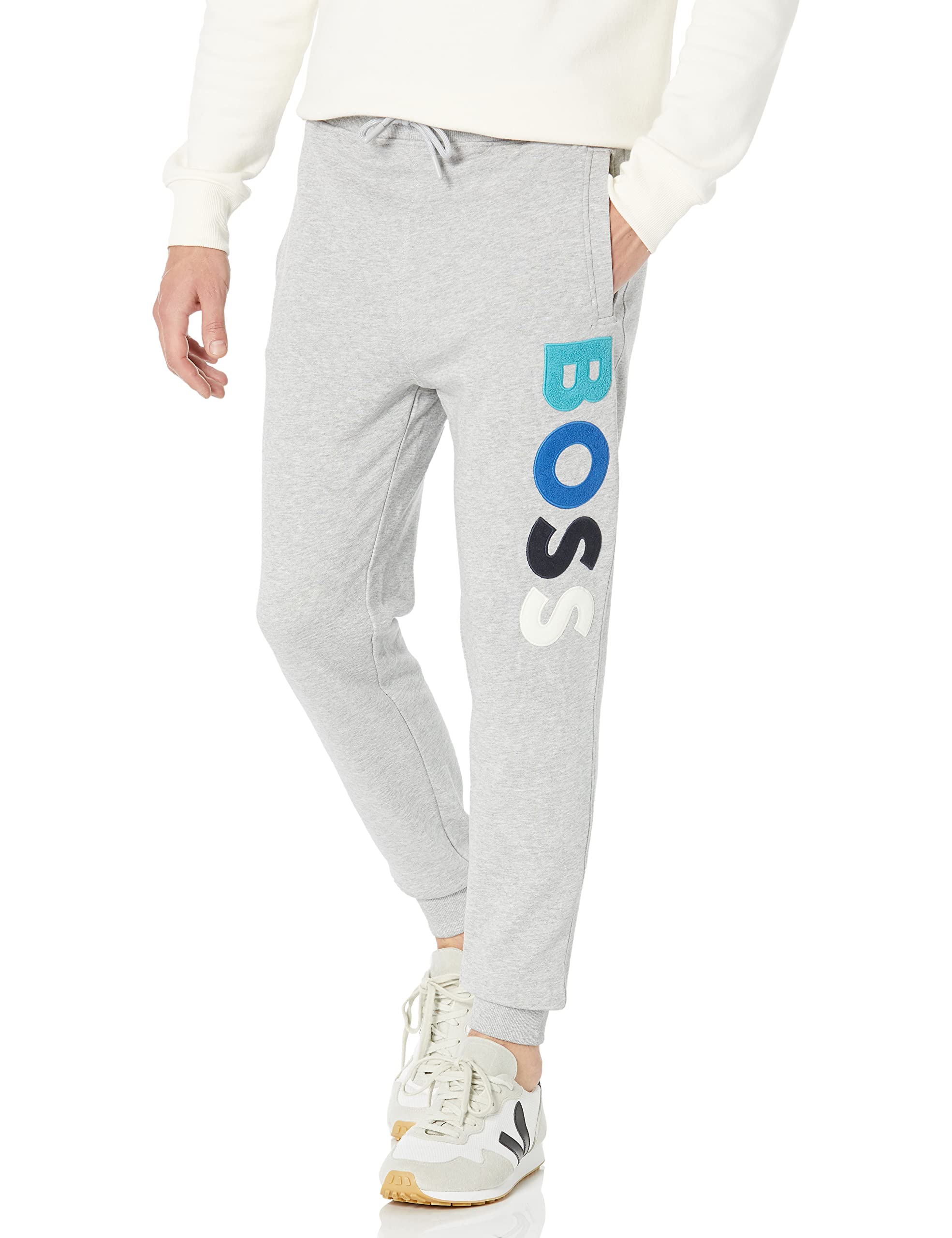 BOSS Men's Bold Logo French Terry Sweatpants - Comfortable Casual Joggers for Lounge, Gym & Streetwear | Premium Cotton Blend Sweatpants for Men