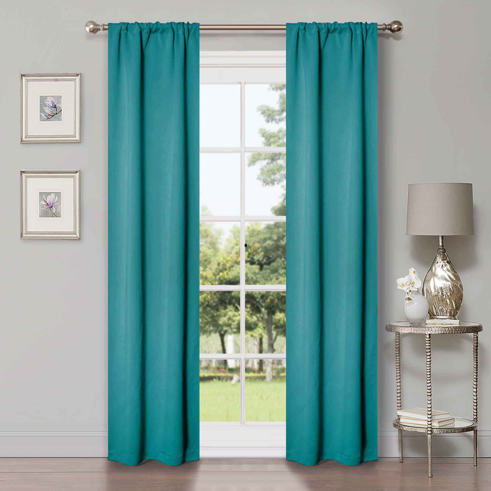 Blackout Curtains for Bedroom - Solid Classic Modern Rod Pocket Curtain Set, Thermal Insulated & Noise Reducing, Perfect for Home, Office, and Nursery (Black)