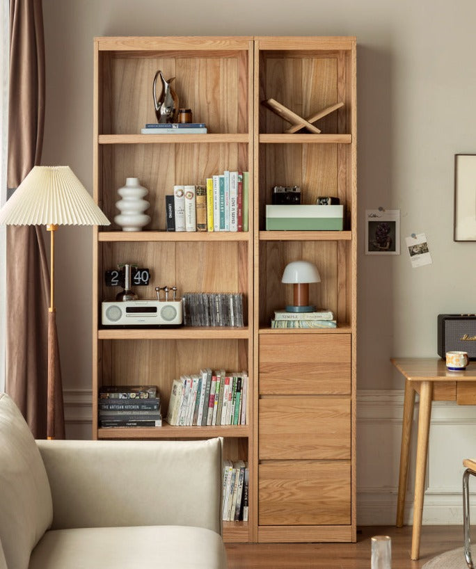 Solid Oak and Ash Wood Bookcase - Sturdy Bookshelf for Home, Office & Library - Perfect for Organizing Books, Decor & Storage