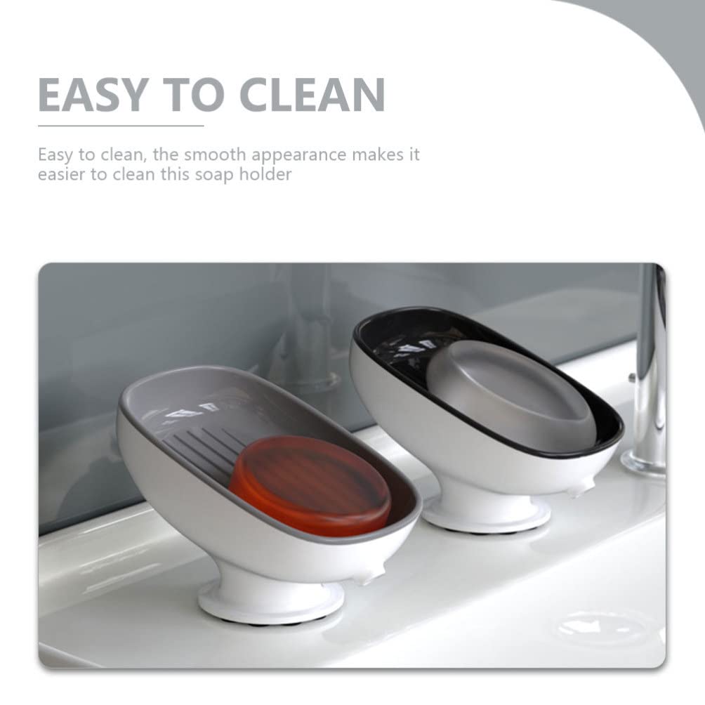 FOMIYES 2-Pack Soap Box Rack with Drain Tray - Self Draining Soap Dish Holder for Bathroom, Kitchen Sink & Shower - HIPS Plastic Soap Organizer for Home Decor (No Punching Required)