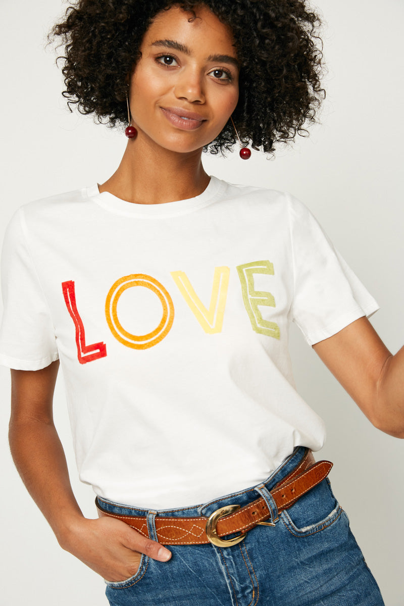 Love Flocked T-Shirt for Women - Soft & Comfortable Graphic Tee for Casual Wear, Date Nights & Everyday Outfits