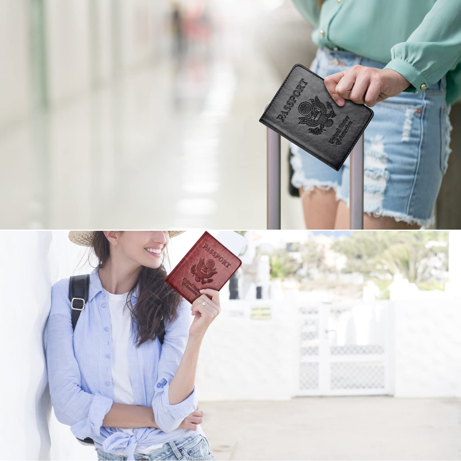 Eoehro 2-Pack RFID Blocking Passport Holder Wallet Cover - Durable Travel Essentials for Women & Men | Perfect for International Flights, Vacations & Business Trips