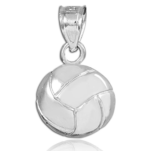 10k White Gold Volleyball Charm Necklace for Beach Lovers