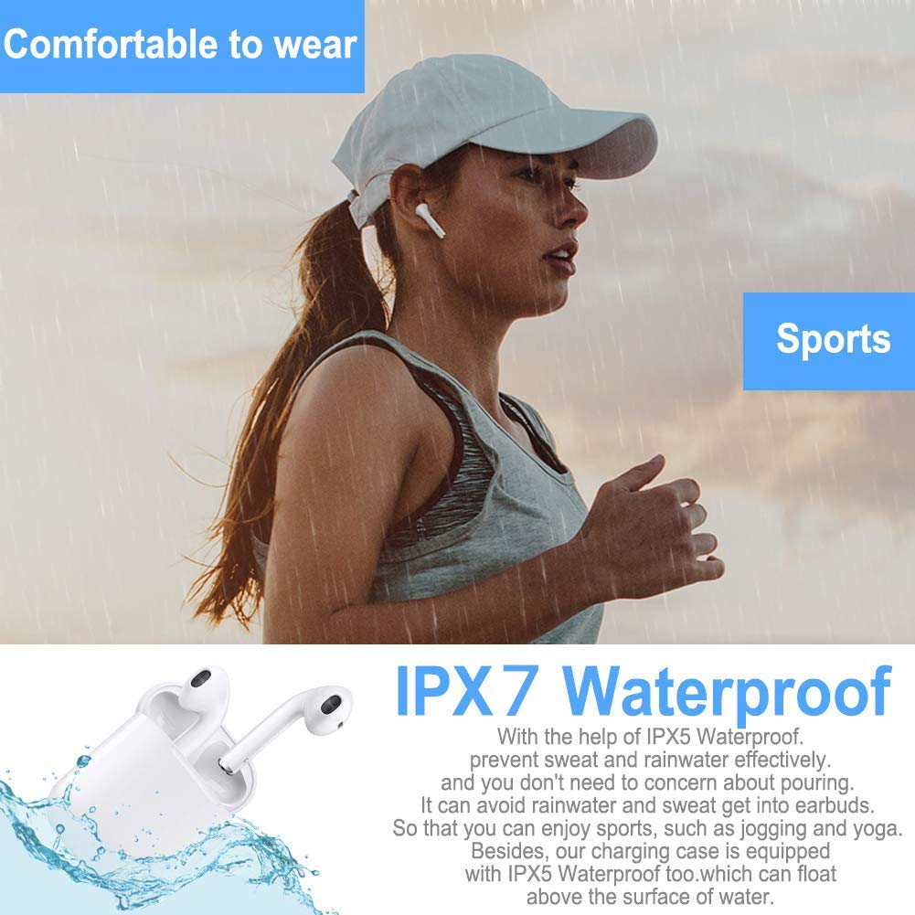 Wireless Bluetooth Earbuds with Noise Cancelling, Bluetooth 5.3 in-Ear Headphones, IPX7 Waterproof Sport Earphones with Fast Charging & HD Mic - Compatible with AirPods/Android/iOS - Perfect for Workouts, Running, Travel & Daily Commute