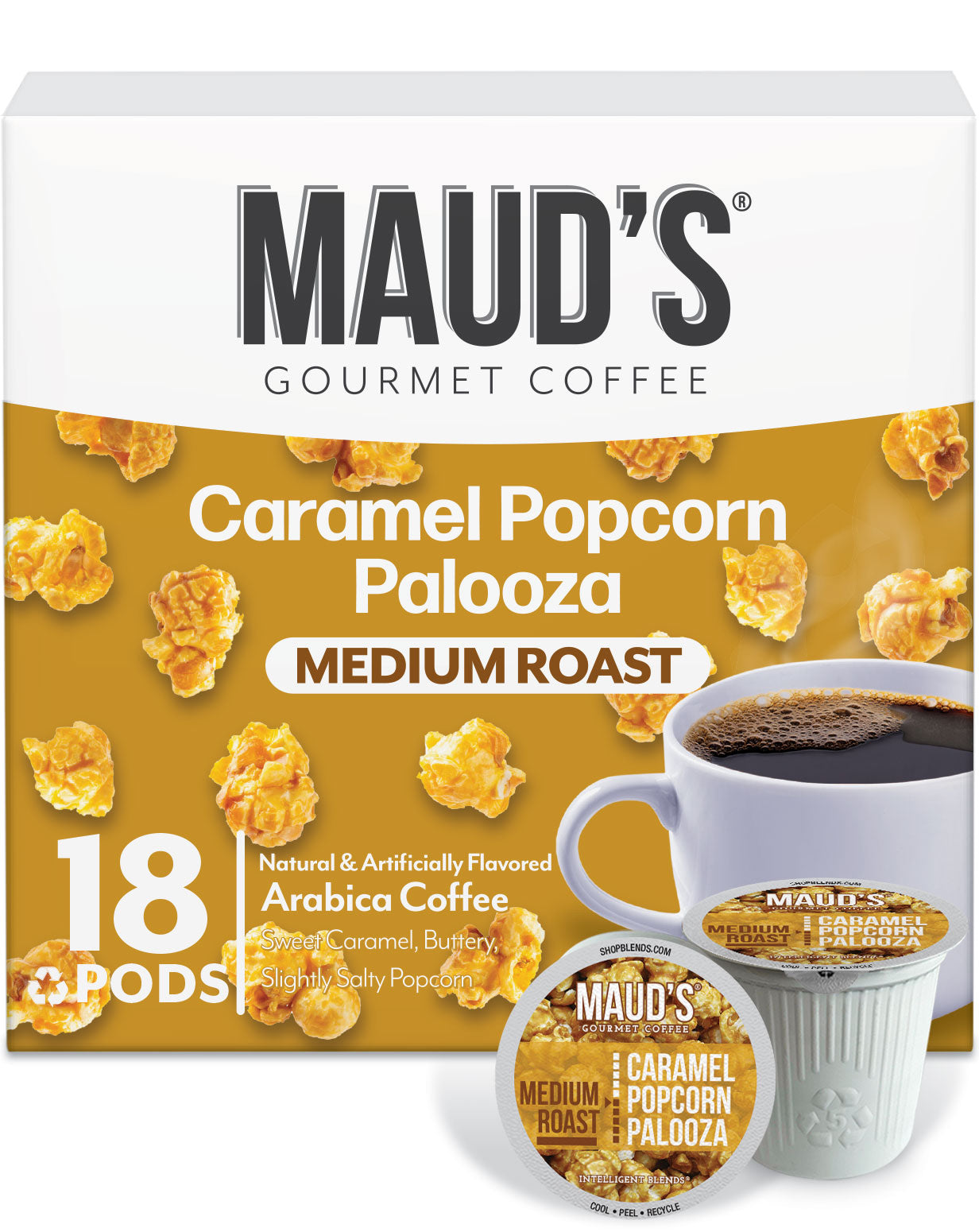 Premium Maud's Caramel Popcorn Flavored Medium Roast Coffee Beans - Perfect for Office Snacks, Movie Nights & Gift Giving