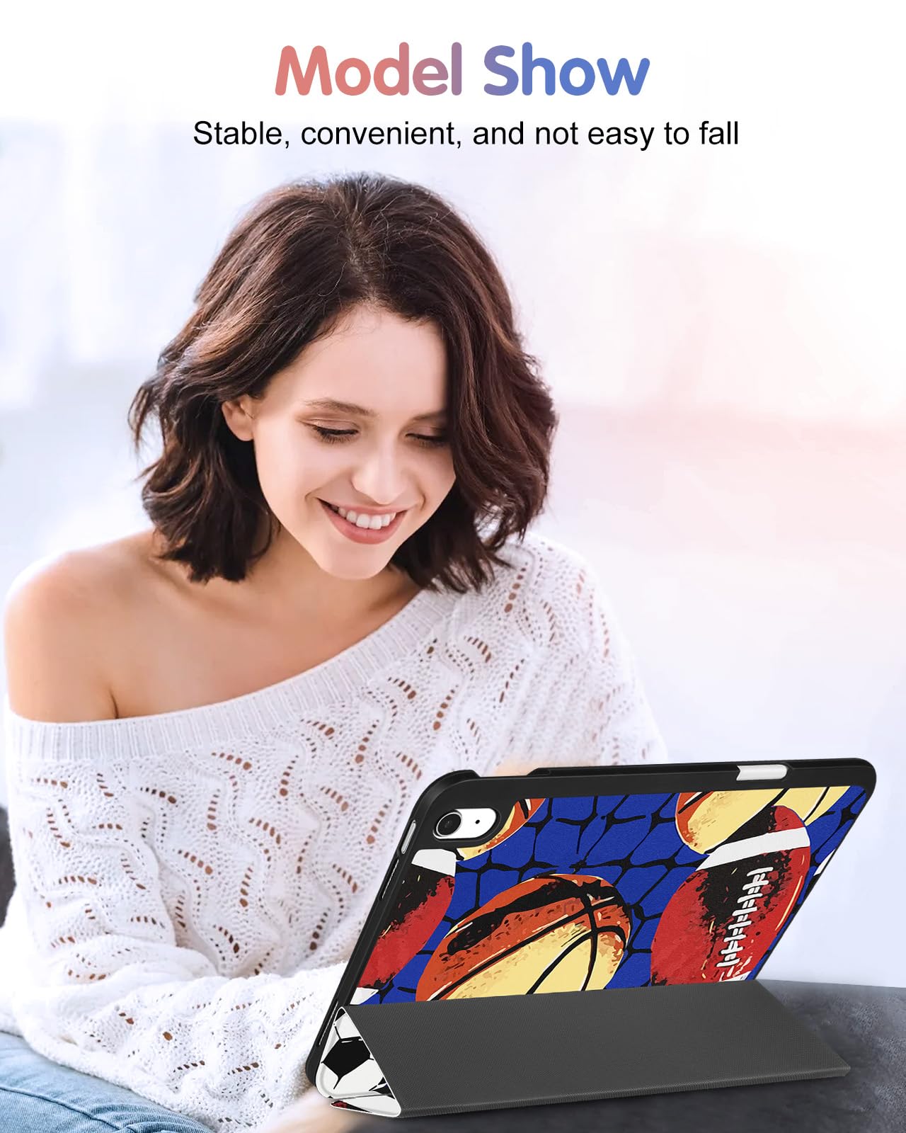 2025 iPad 11th (A16) & iPad 10th Generation Case 10.9 Inch - Cute Basketball Design Folio Cover with Pencil Holder for Men, Boys & Kids | Auto Sleep/Wake Function | Perfect for School, Work & Travel Protection