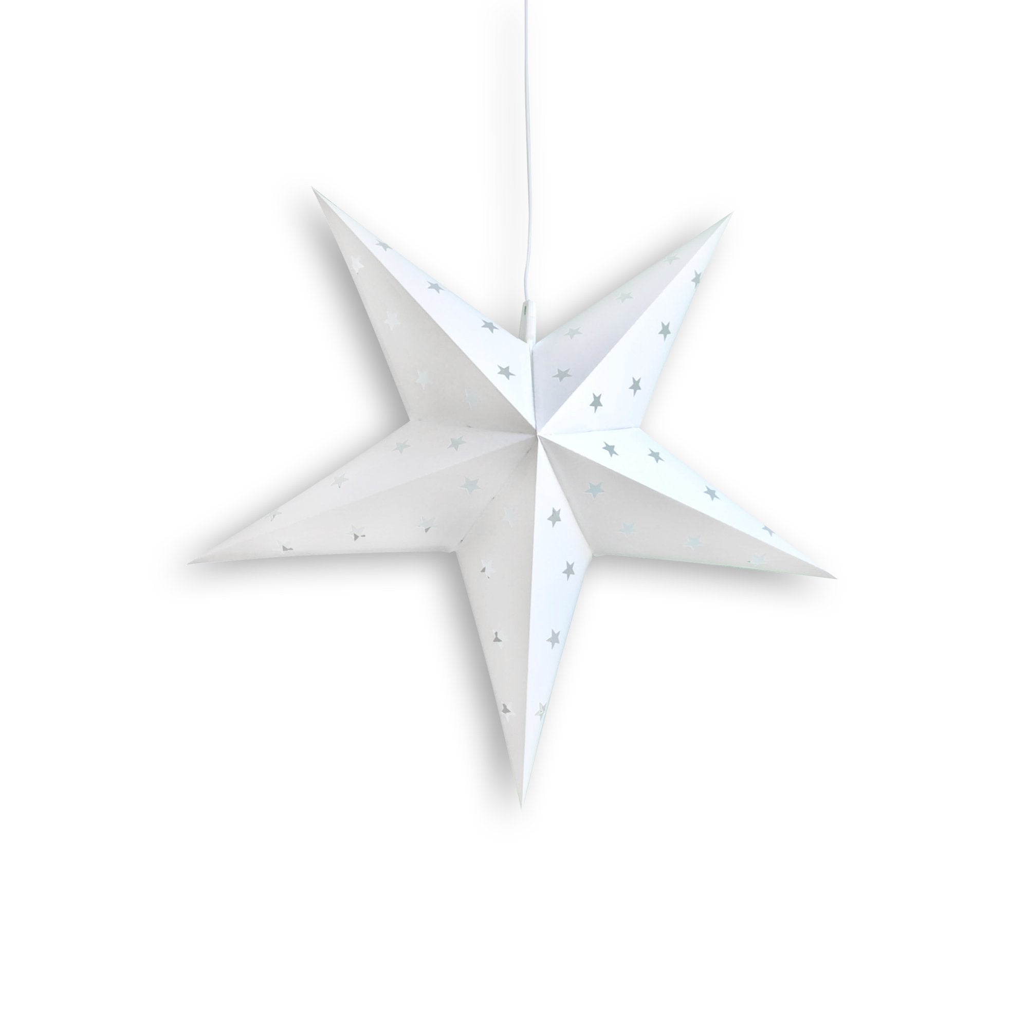 16 Inch White Weatherproof Star Lantern Lamp - Outdoor Hanging Decoration for Patio, Garden & Porch (Shade Only) - Perfect for Christmas, Halloween & Party Decor
