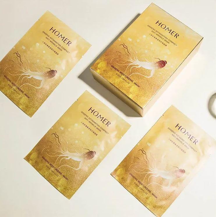 Opulent Mirage Ginseng Moisturizing Facial Mask - Brightening & Repairing Face Essence with Astaxanthin for Firming Skin | Hydrating Skincare for Dry & Dull Complexion | Perfect for Night Routine & Spa Days