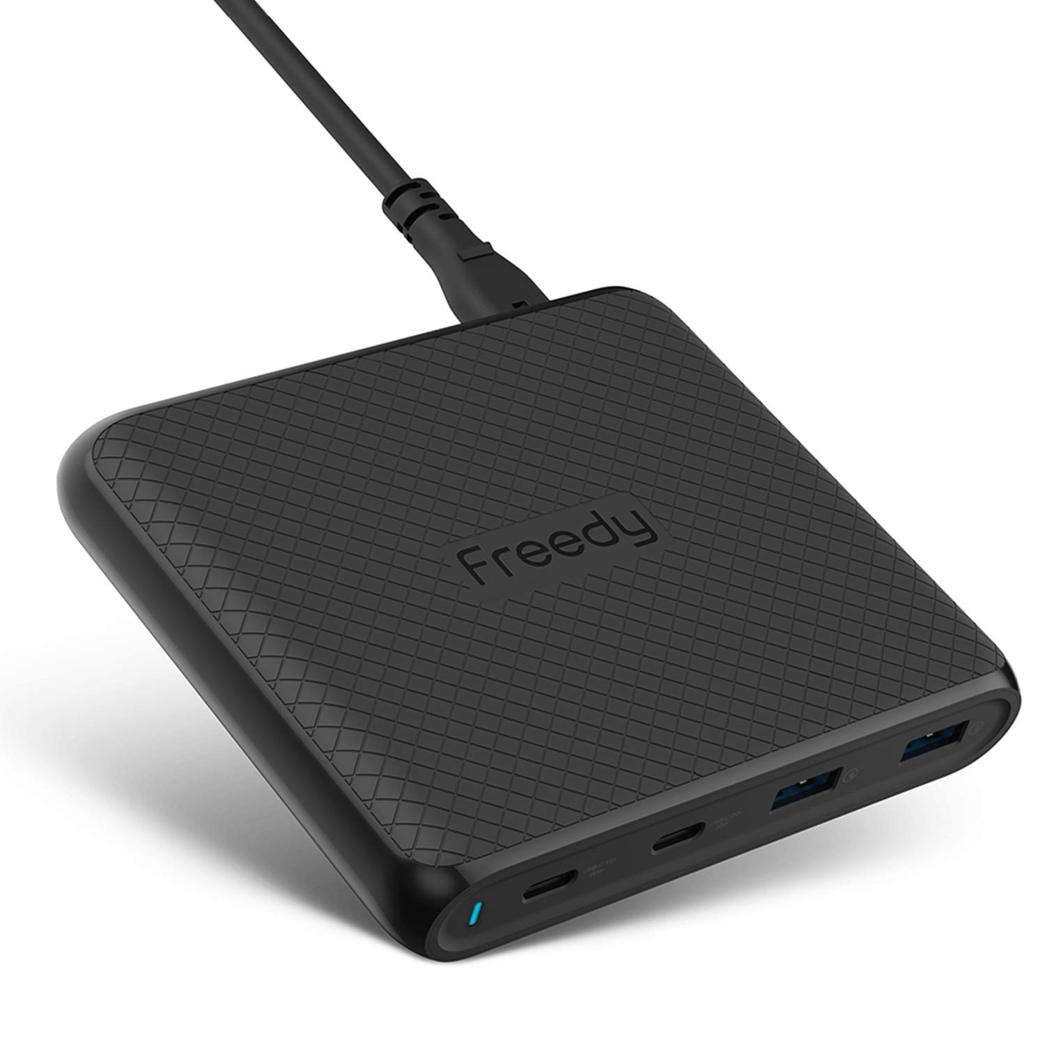 Freedy 90W USB-C Travel Charger Power Station - Fast Charging Adapter with 2 USB-C PD & 2 QC 3.0 Ports | USB-IF Certified | Compatible with MacBook Pro, iPad Pro, iPhone 14/15 Series, Samsung Galaxy | Perfect for Travel, Office & Home Use (Black)