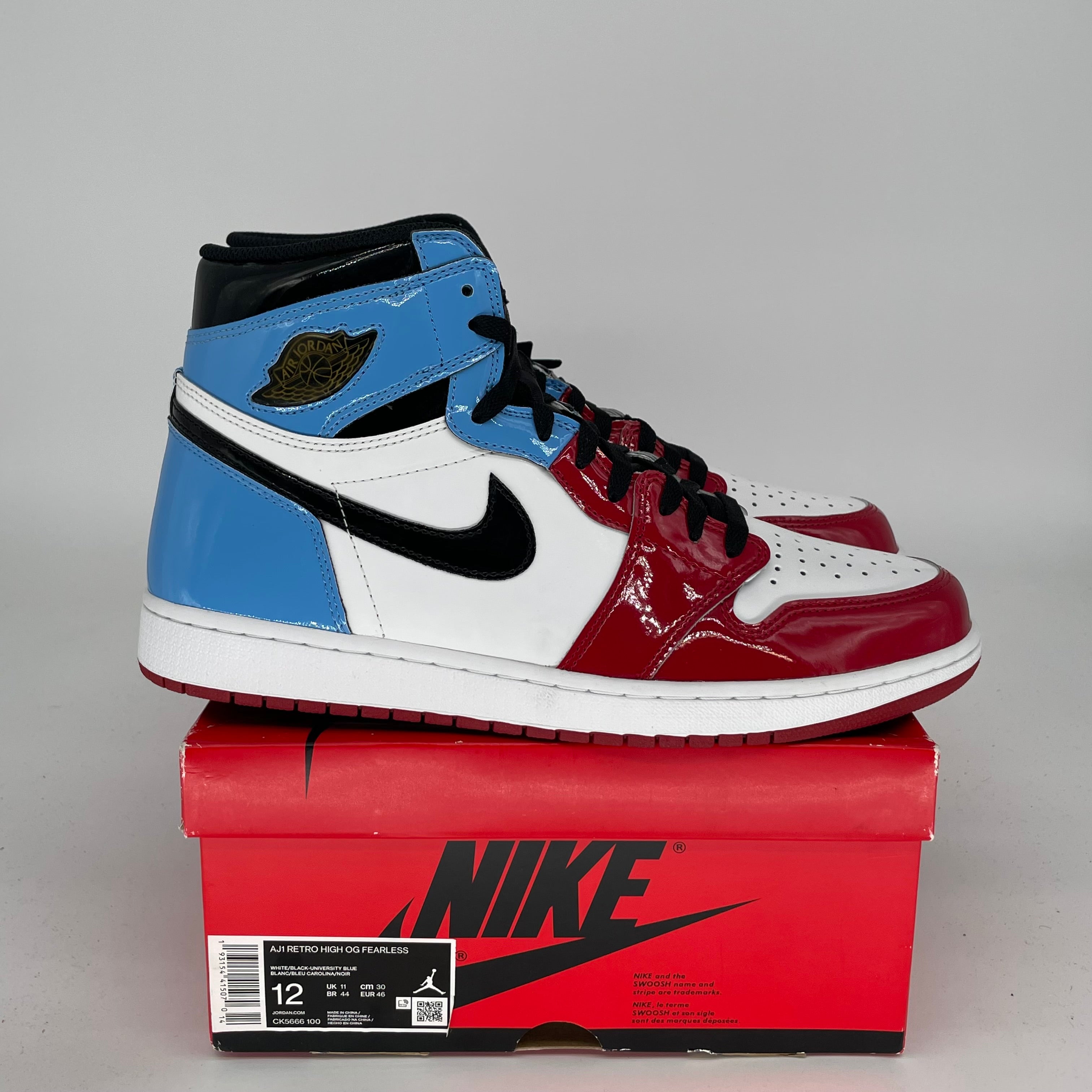 Original Air Jordan 1 Fearless UNC Chicago Men's Basketball Shoes - Size 12 (CK5666-100) | Authentic Retro Sneakers for Streetwear & Basketball Games
