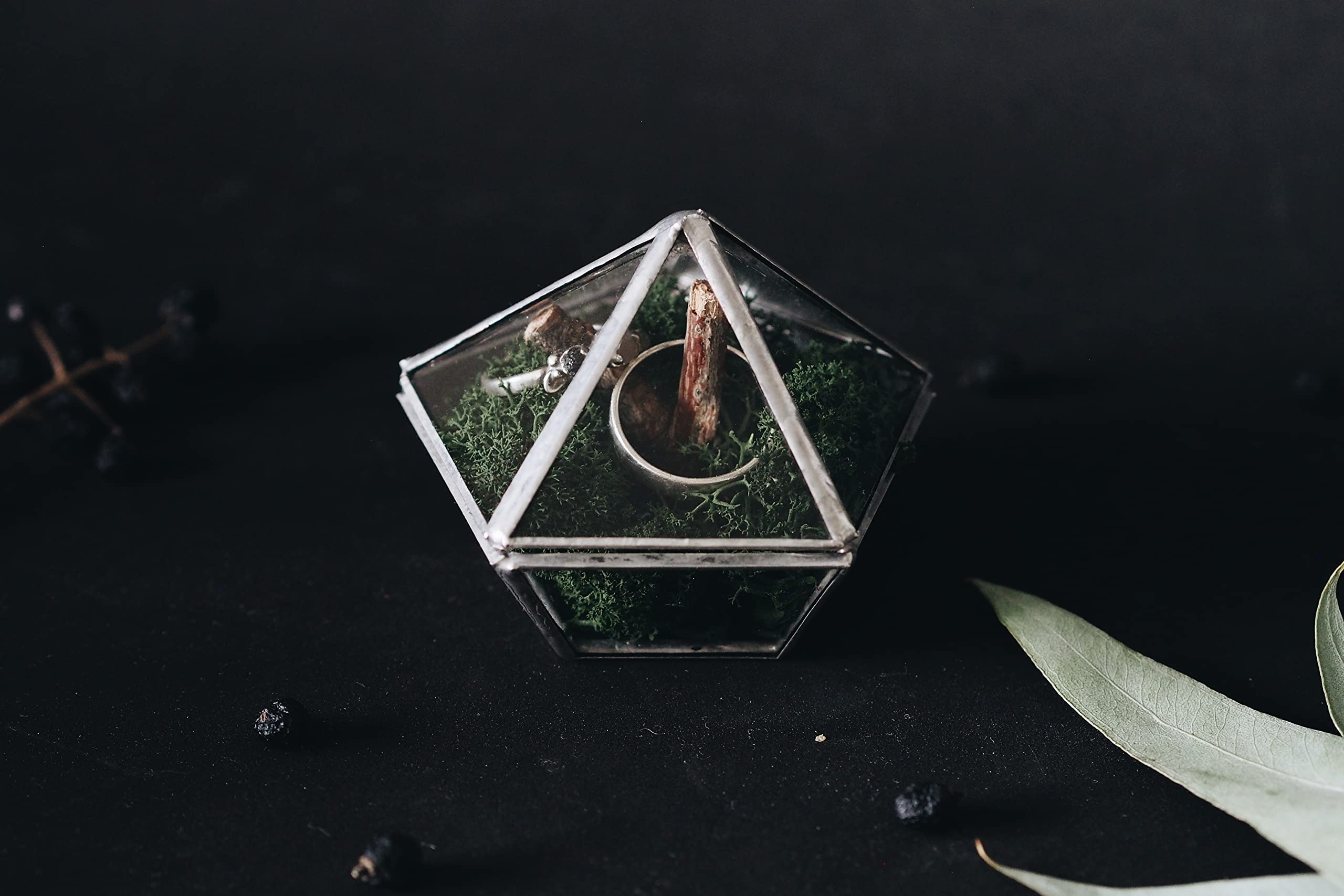 Silver Glass Wedding Ring Box - Proposal & Engagement Holder for Jewelry