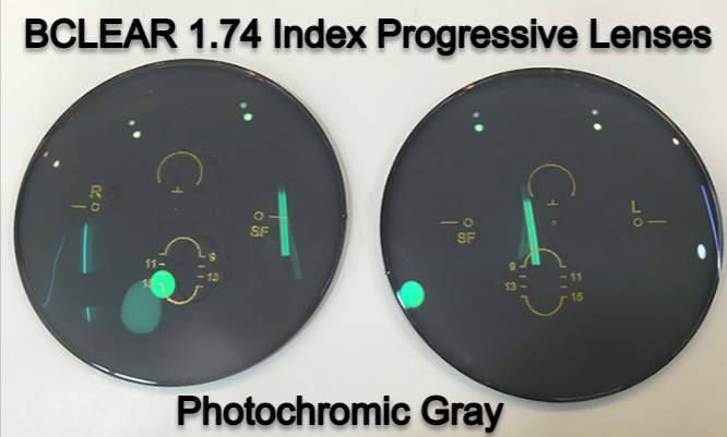 BCLEAR 1.74 High Index Photochromic Progressive Lenses - Gray Transition Lenses for Reading & Outdoor Activities - Lightweight Thin Glasses for Driving, Computer Work & Daily Wear