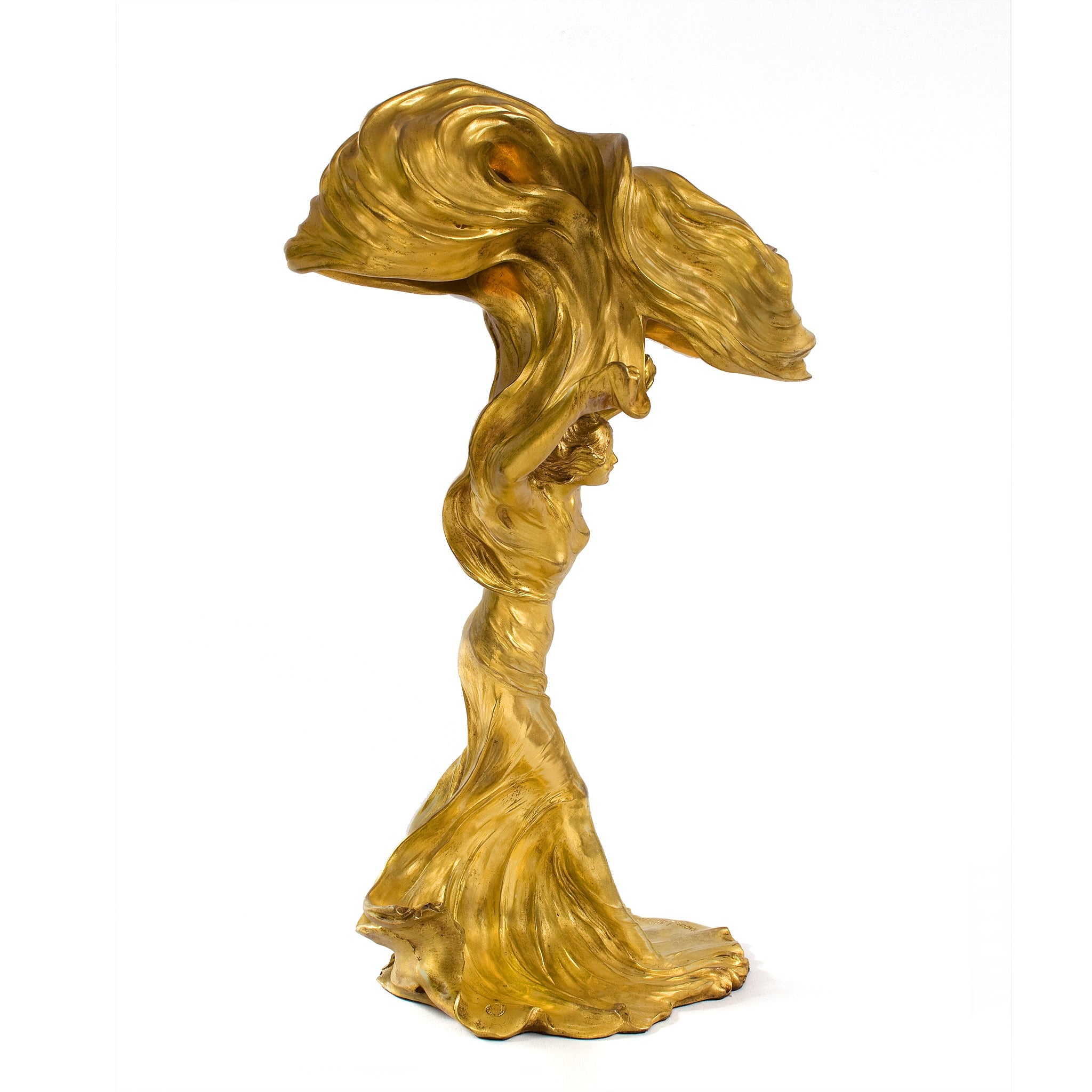 François Raoul Larche Loïe Fuller Gilt Bronze Sculpture with Light - Art Nouveau Figurine for Home Decor, Office Display & Collectible Gift