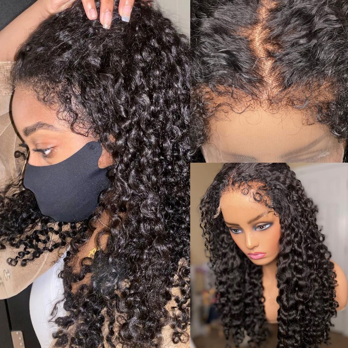 180% Density Kinky 4C Curly Edges Wig - 13x4 HD Transparent Lace Front Human Hair Wig with Pre-Plucked Hairline | Glueless Frontal Wig for Black Women (26inch, Natural Black) | Perfect for Daily Wear, Cosplay & Special Occasions