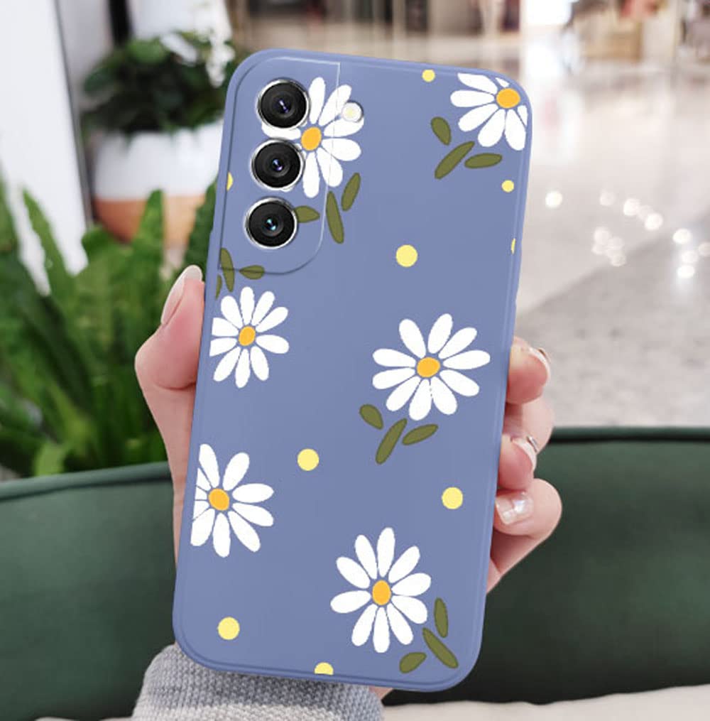 **Cute Daisy Pattern Galaxy S21+ Plus Case - Slim Shockproof TPU Bumper with Full Camera Lens Protection - Liquid Silicone Protective Cover for Samsung Galaxy S21+ Plus 5G (6.7