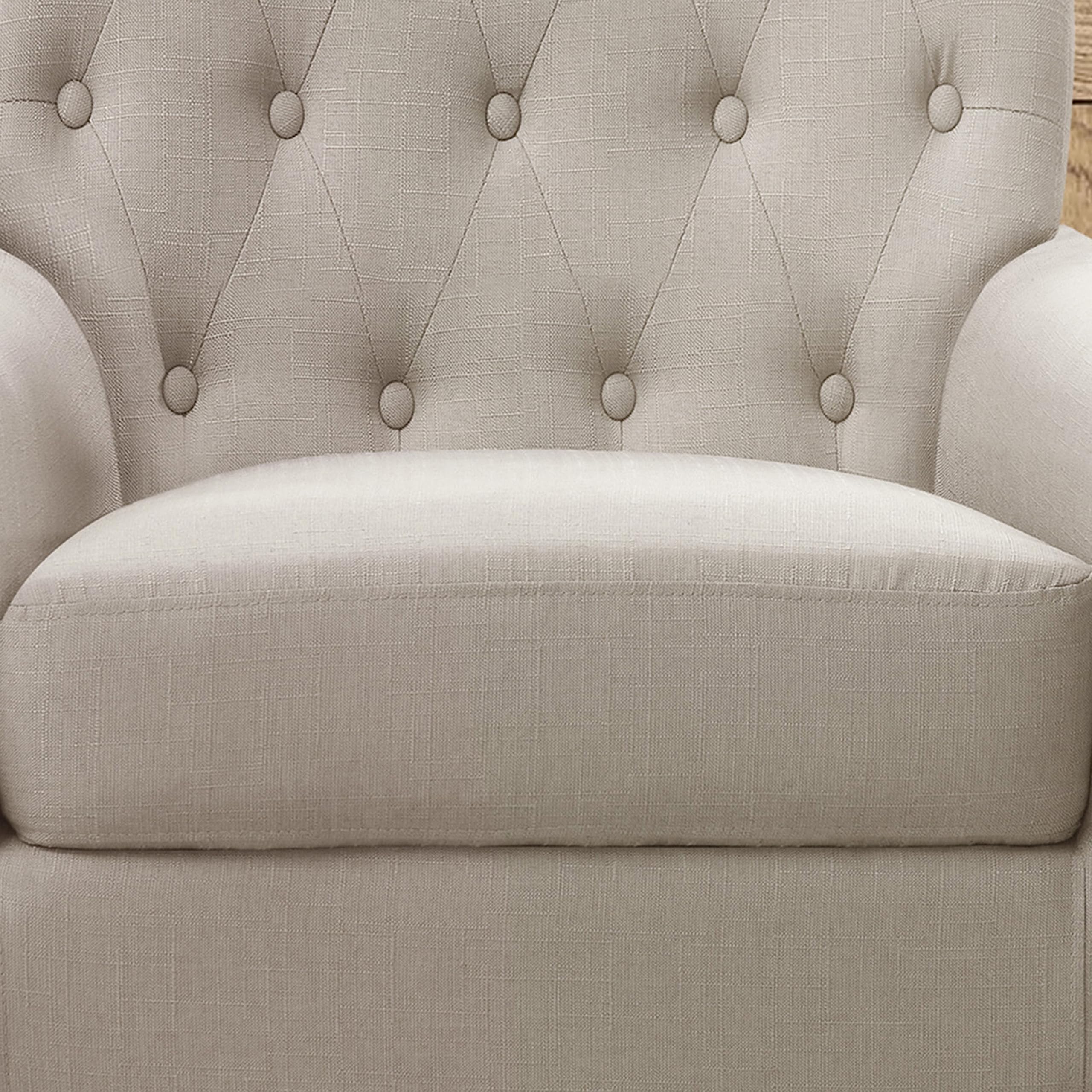 Rosevera Brayle Rosevara Tufted Back Accent Chair - Comfy Padded Seat Living Room, Bedroom & Office Furniture - High-Quality Polyester Upholstery in Warm Beige | Perfect for Reading Nooks, Lounge Areas & Small Spaces