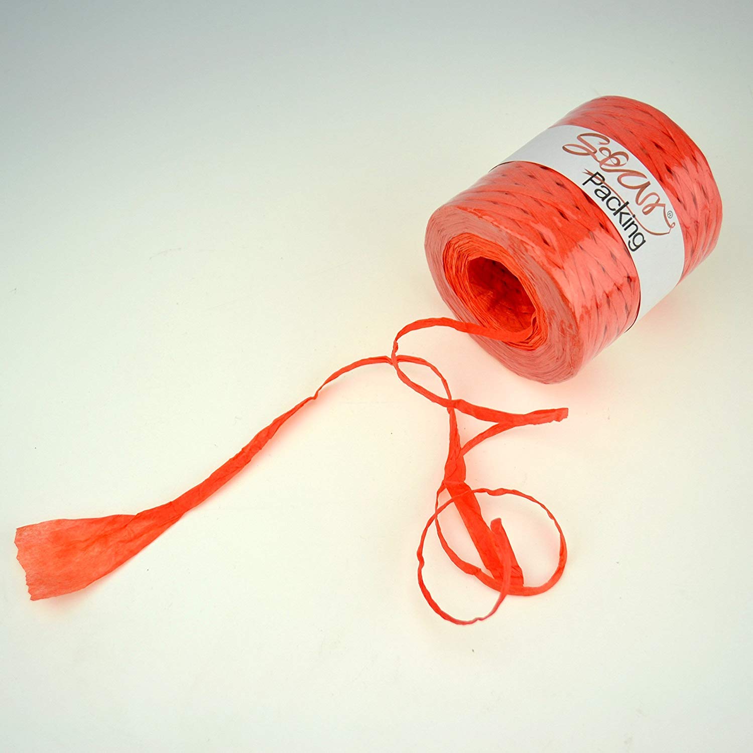 Star Packing Paper Twine 218 Yard Giant Roll - Orange Matte Paper Ribbon | 3/16 Inch Width Paper Raffia Roll for Gift Wrapping, Crafts & DIY Projects | 93 Color Options Available