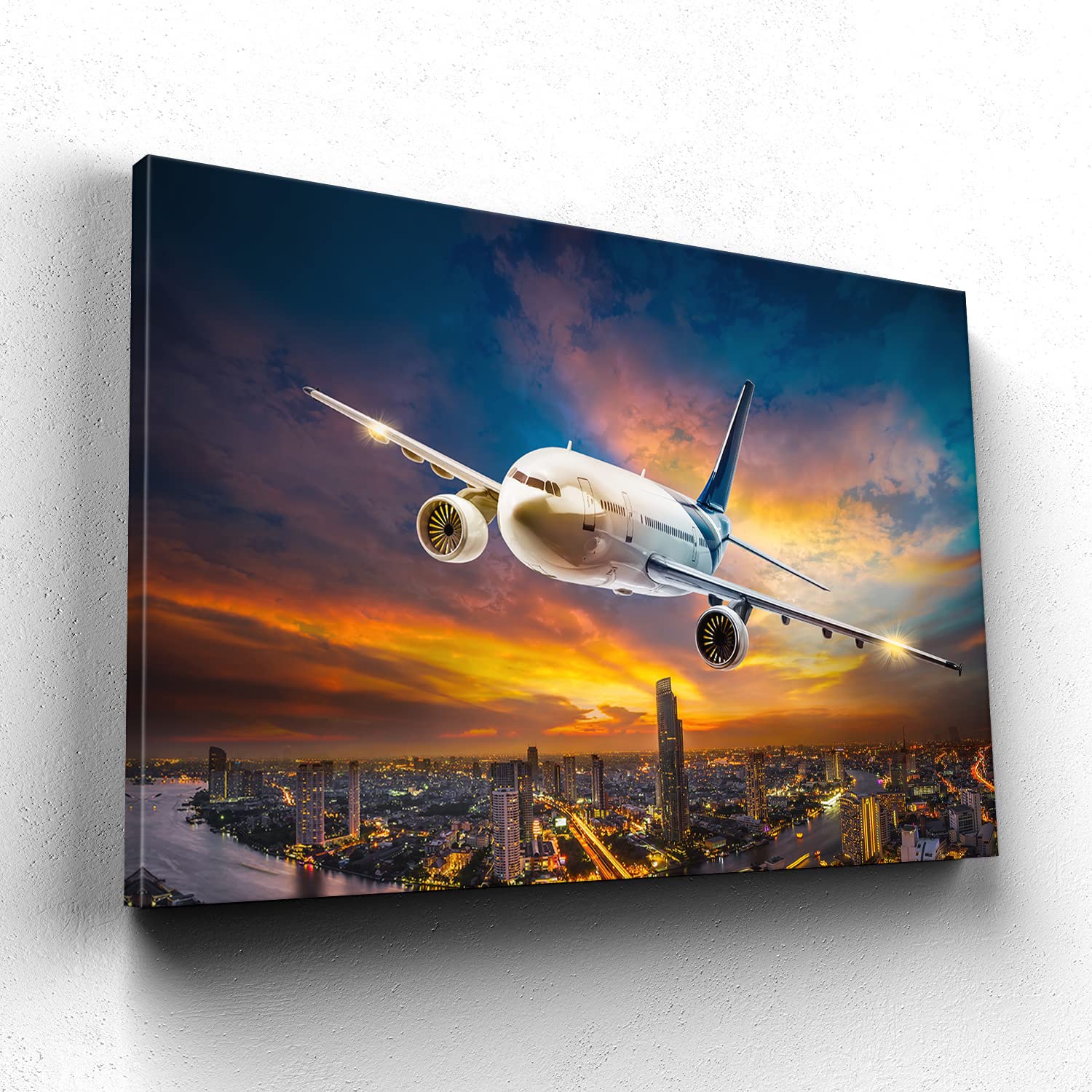 Aviation Wall Art Canvas - Airplane Painting for Living Room Decor