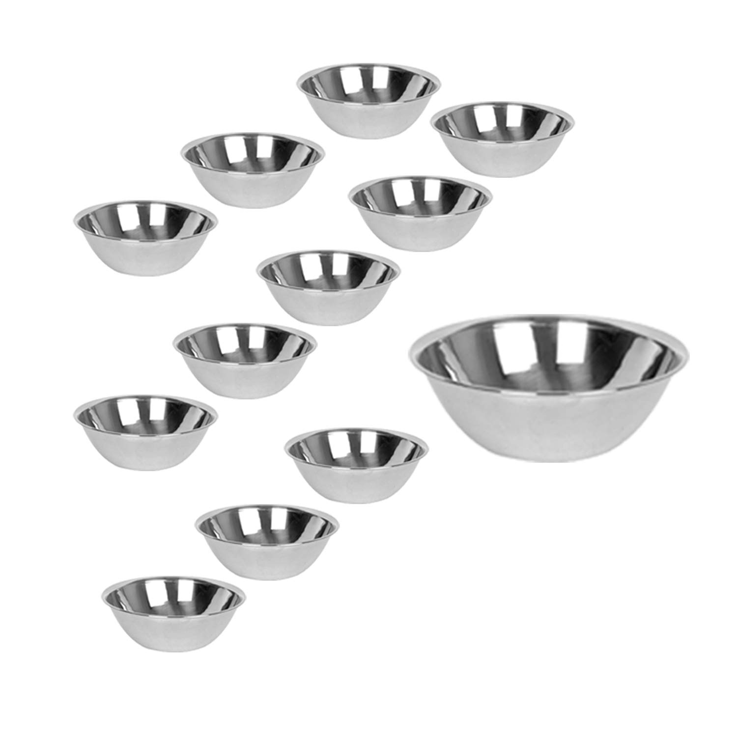Premium 13 Qt Stainless Steel Mixing Bowls Set (12-Piece) - Heavy Duty Metal Mixing Bowls for Baking, Cooking, Meal Prep & Kitchen Use - Ideal for Chefs, Bakers & Home Cooks