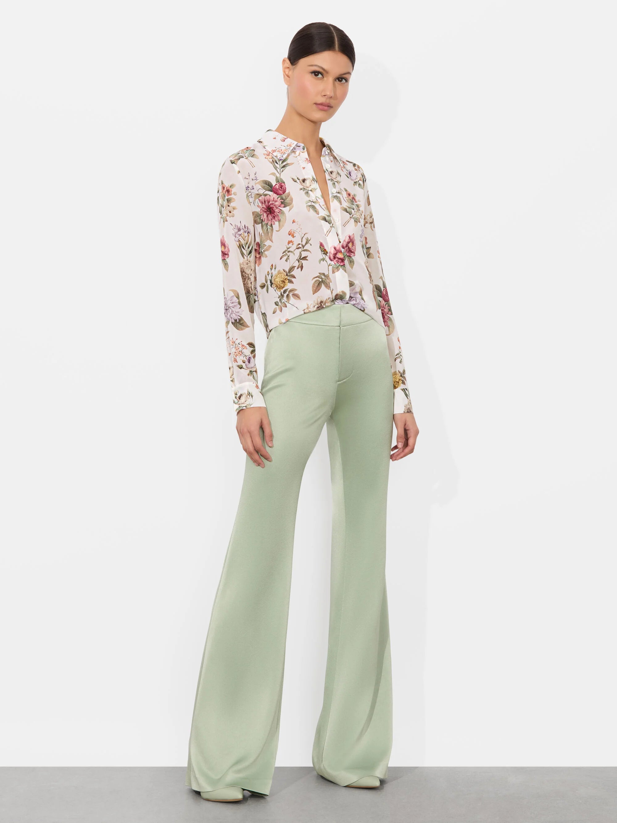Alice & Olivia Willa Silk Blouse - Women's Elegant Satin Shirt for Work, Party & Special Occasions
